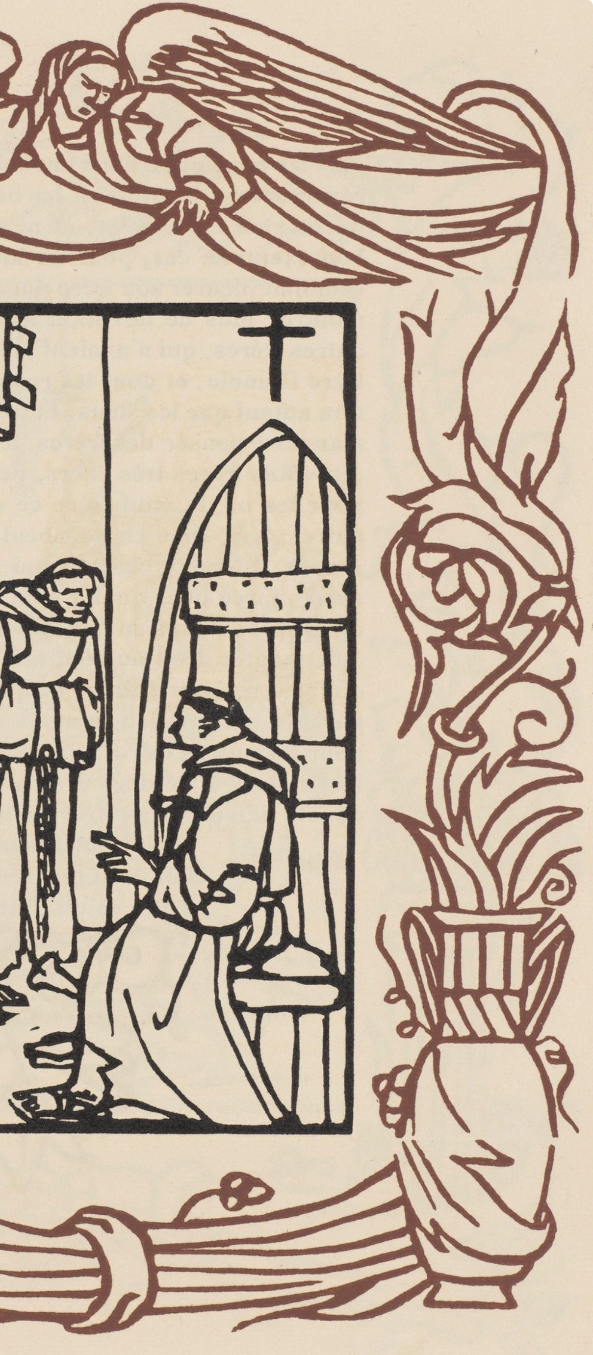 Émile Bernard, Composition (Morane, No. 100), Les Petites Fleurs de St. Françoise, Limited Edition Woodcut