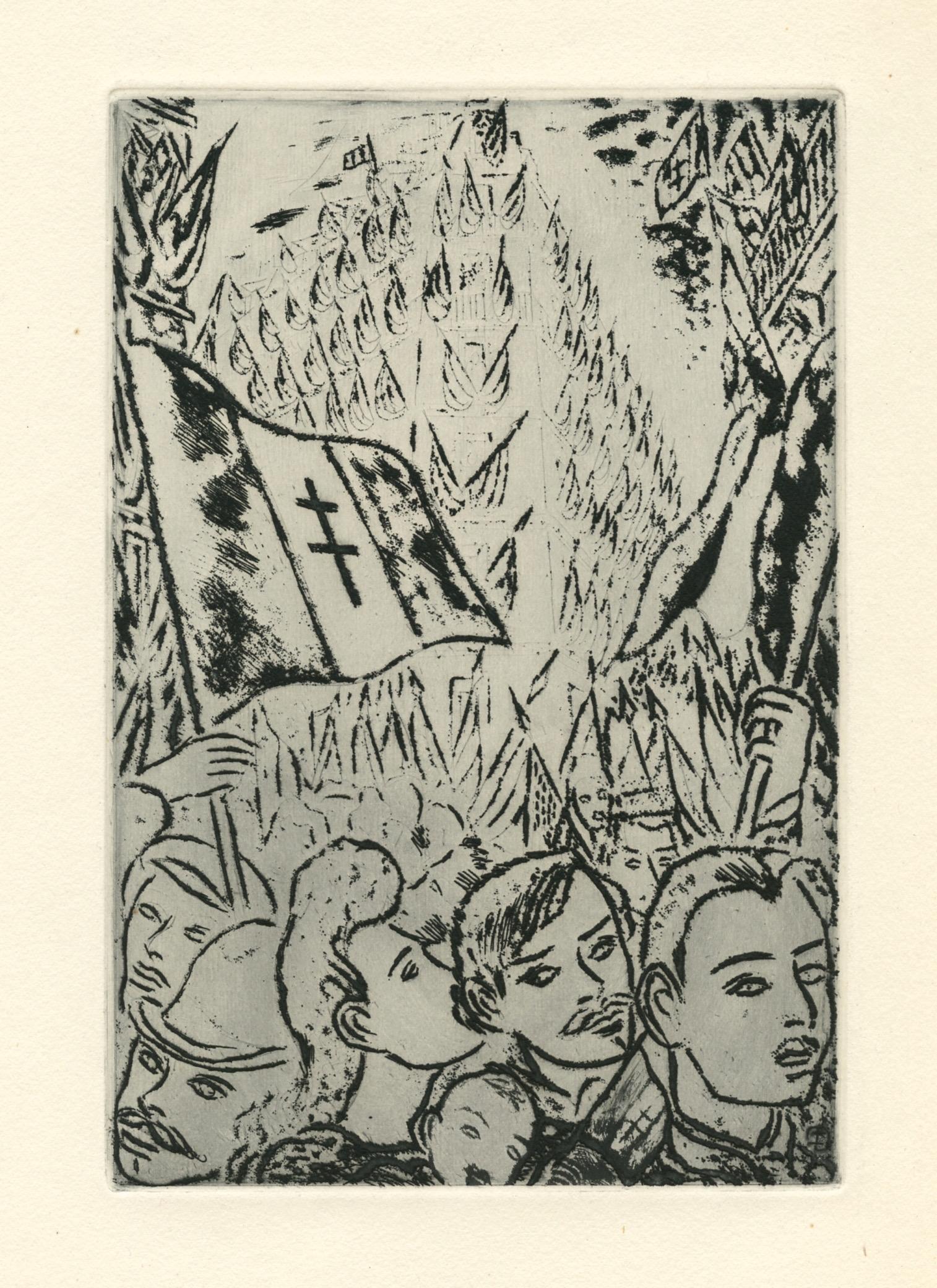 Louis Touchagues, Composition, Jours de gloire, Histoire de la libération de Paris, Limited Edition Etching