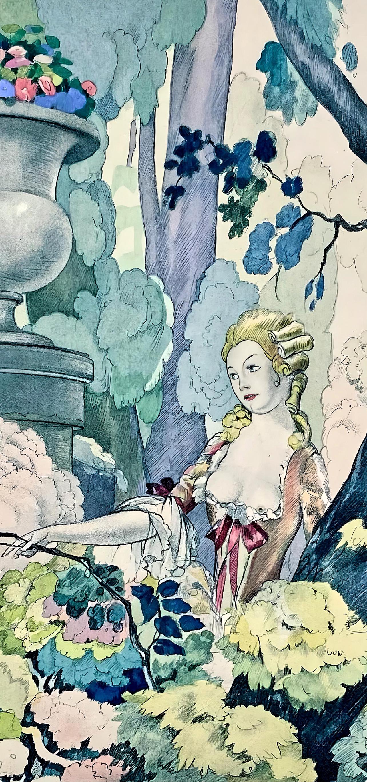 Umberto Brunelleschi, Composition, La Leçon d'amour dans un parc, Limited Edition Lithograph