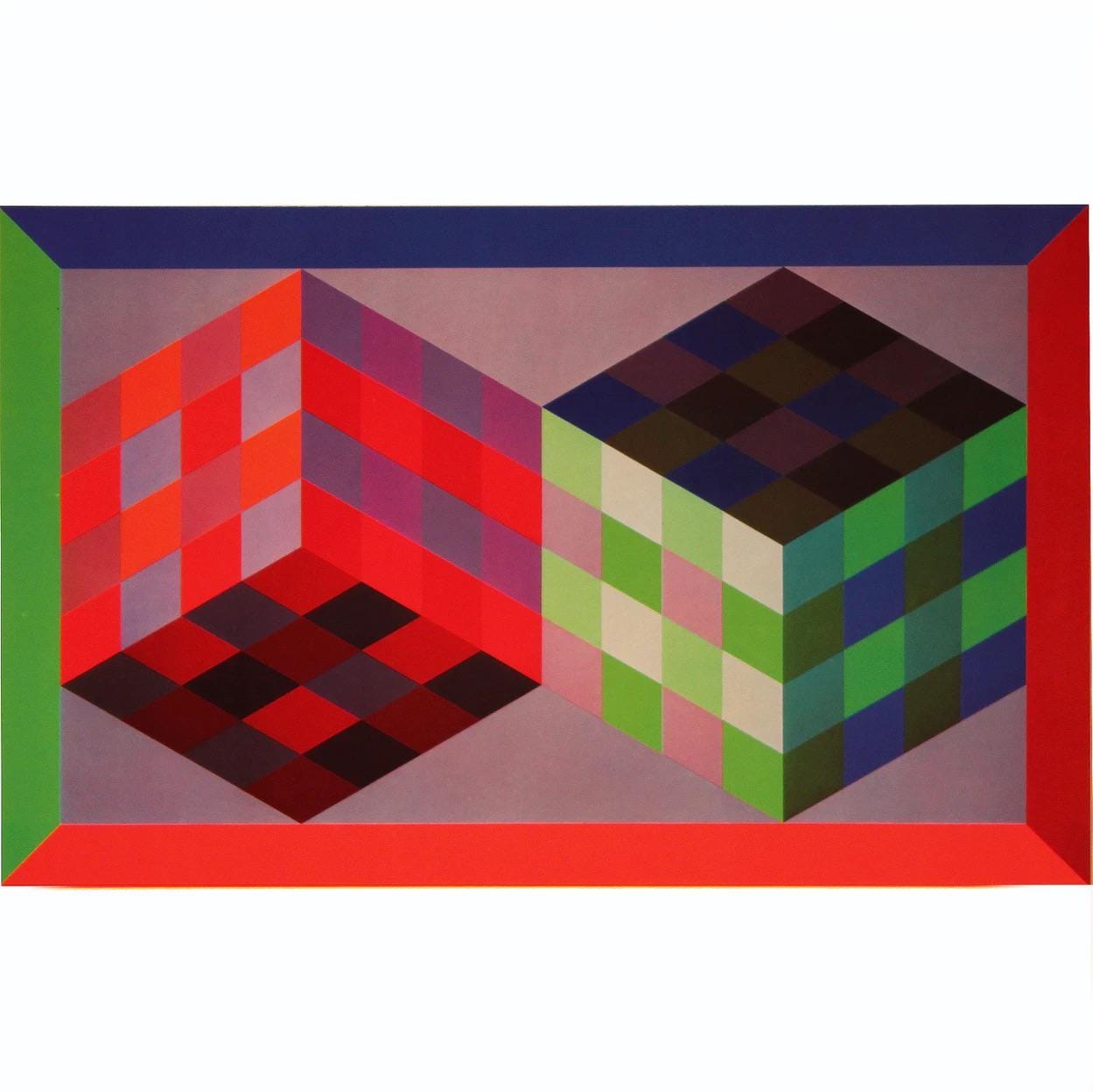 Victor Vasarely, Composition, Hommage à Hexagone, Limited Edition Héliogravure