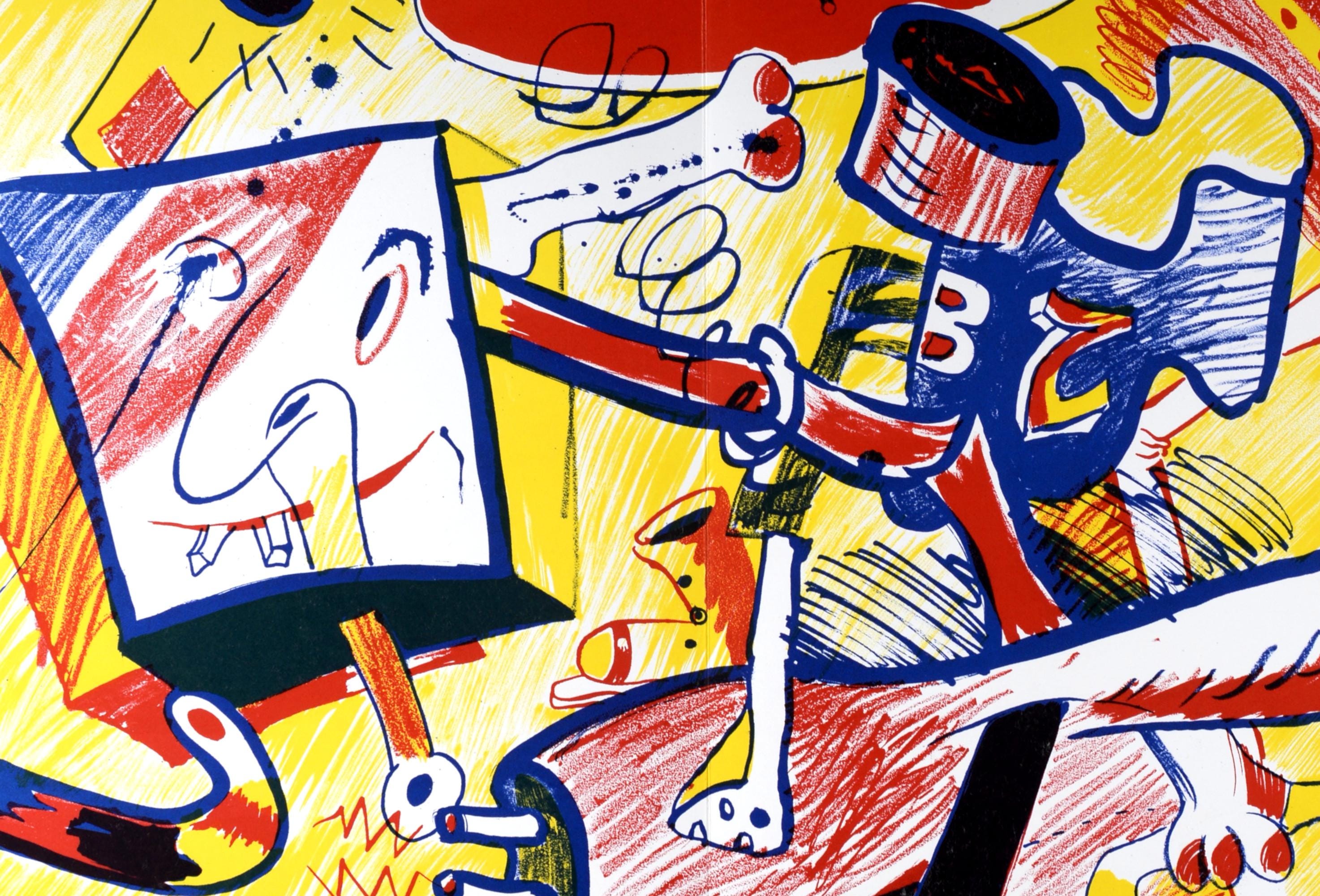 Bernard Rancillac, Composition, Suites nº8, Rencontres, Limited Edition Lithograph
