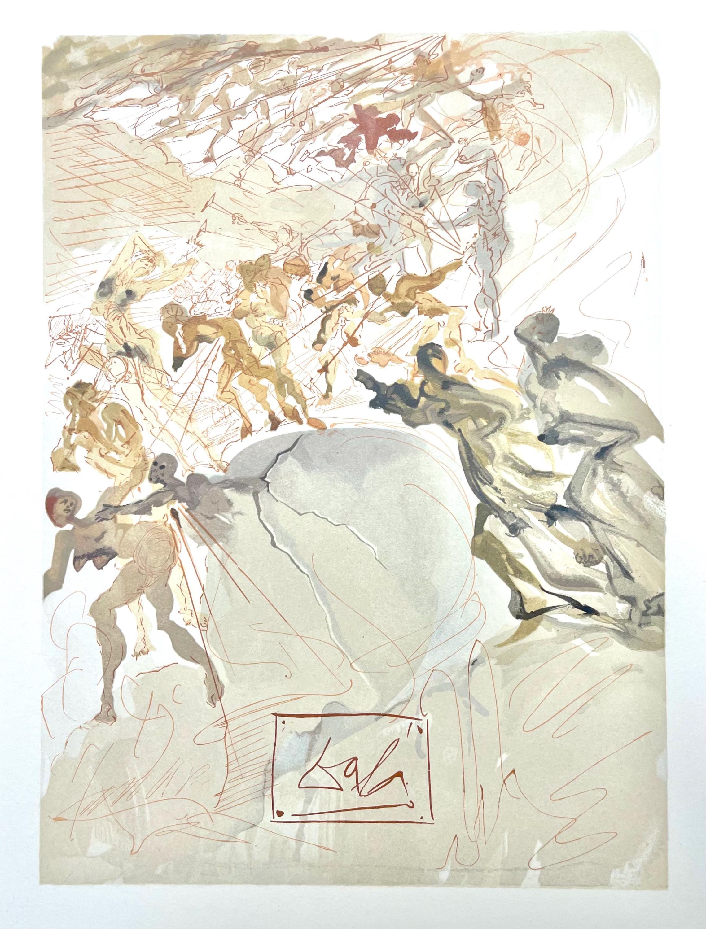 Salvador Dali, Fegefeuer XXV (Field 189-200; Michler/Löpsinger 1039-1138), Die Göttliche Komödie, Signed, Limited Edition Woodcut