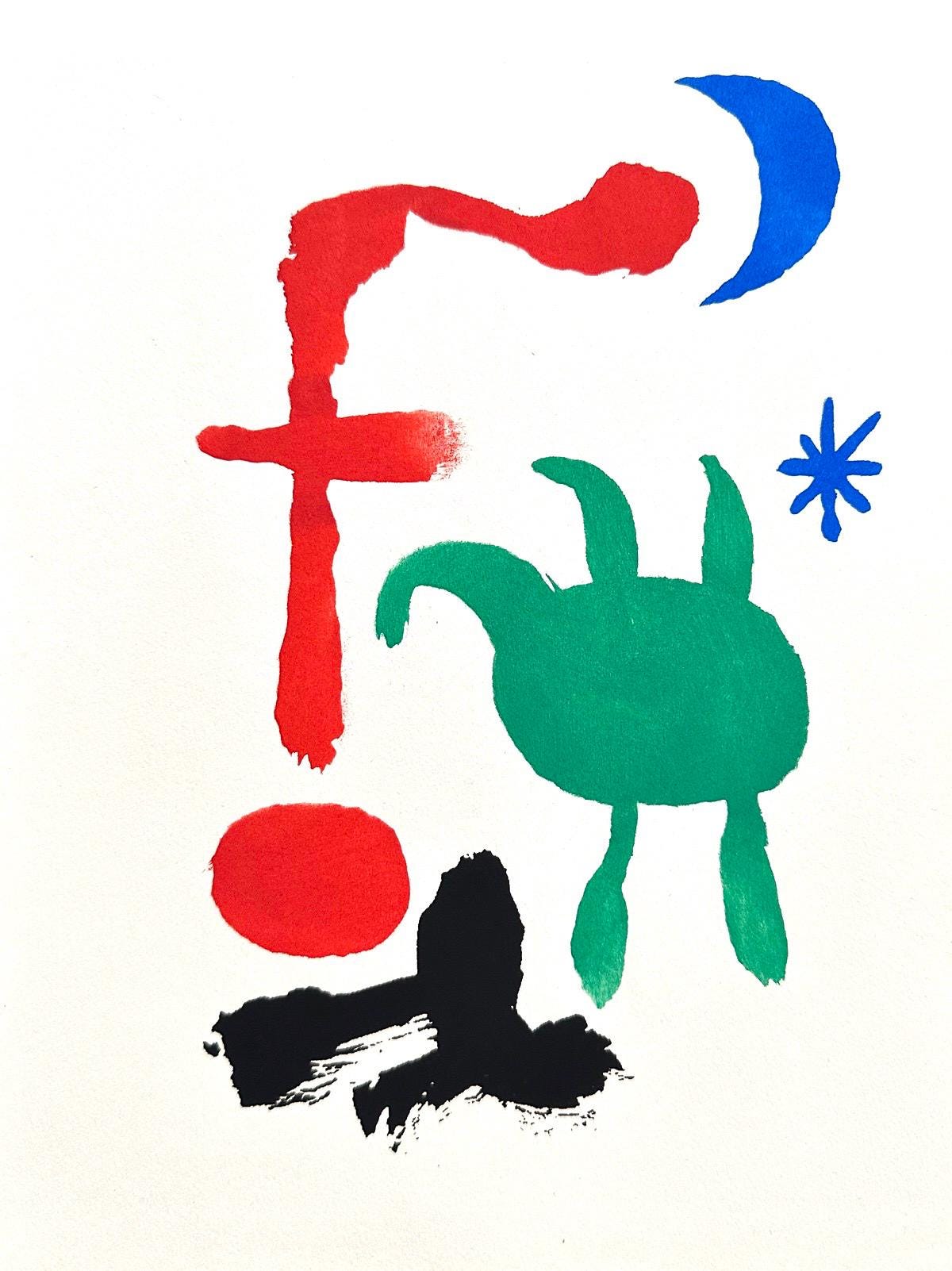 Joan Miró, Femme et Oiseaux dans la Nuit, The Prints of Joan Miro, Limited Edition Lithograph