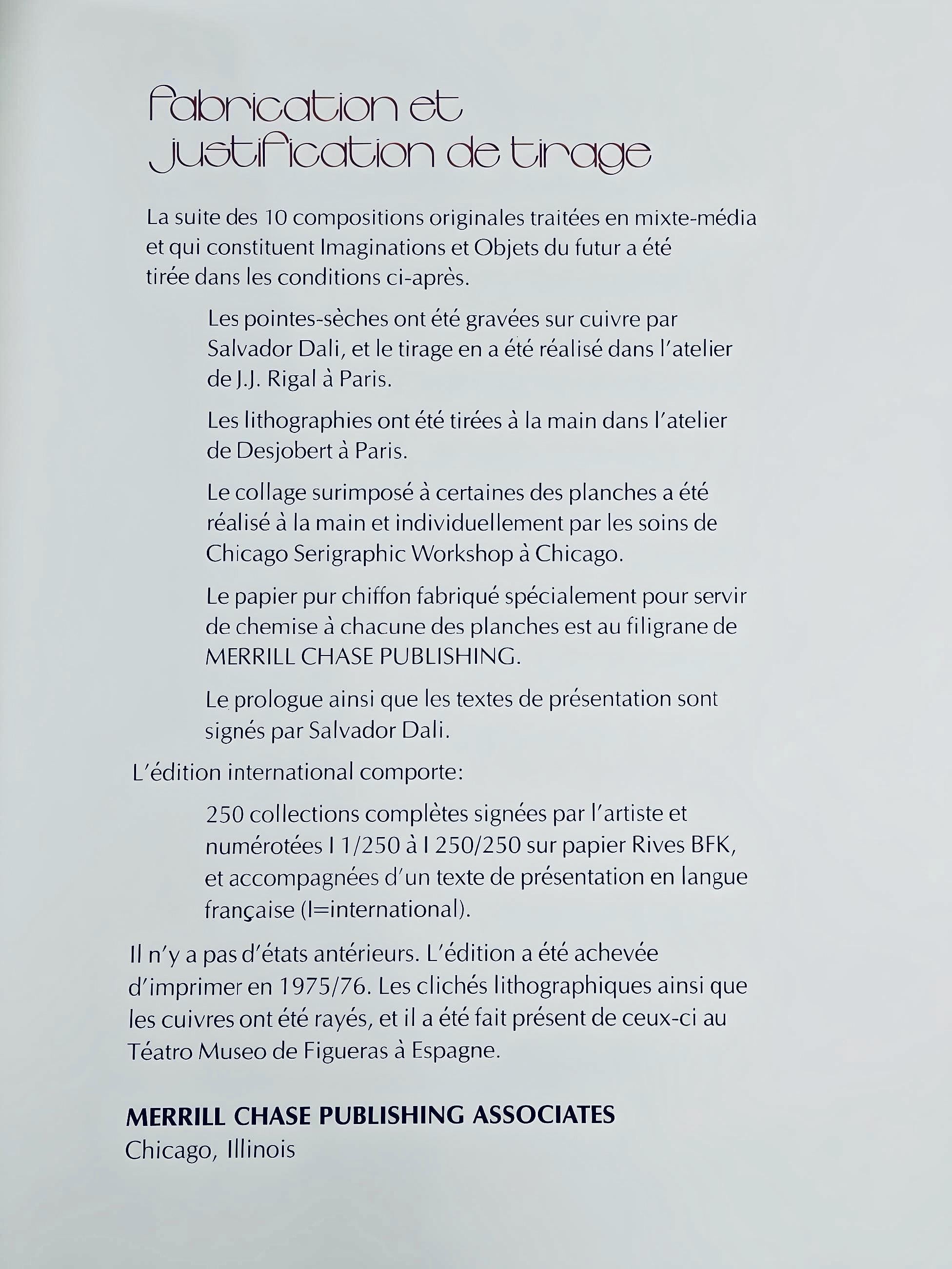 Salvador Dalí, Locomotion paradisiaque intra-utérine (M/L 822-831; Field 75-13), Imaginations et Objets du Futur, Limited Edition Lithograph