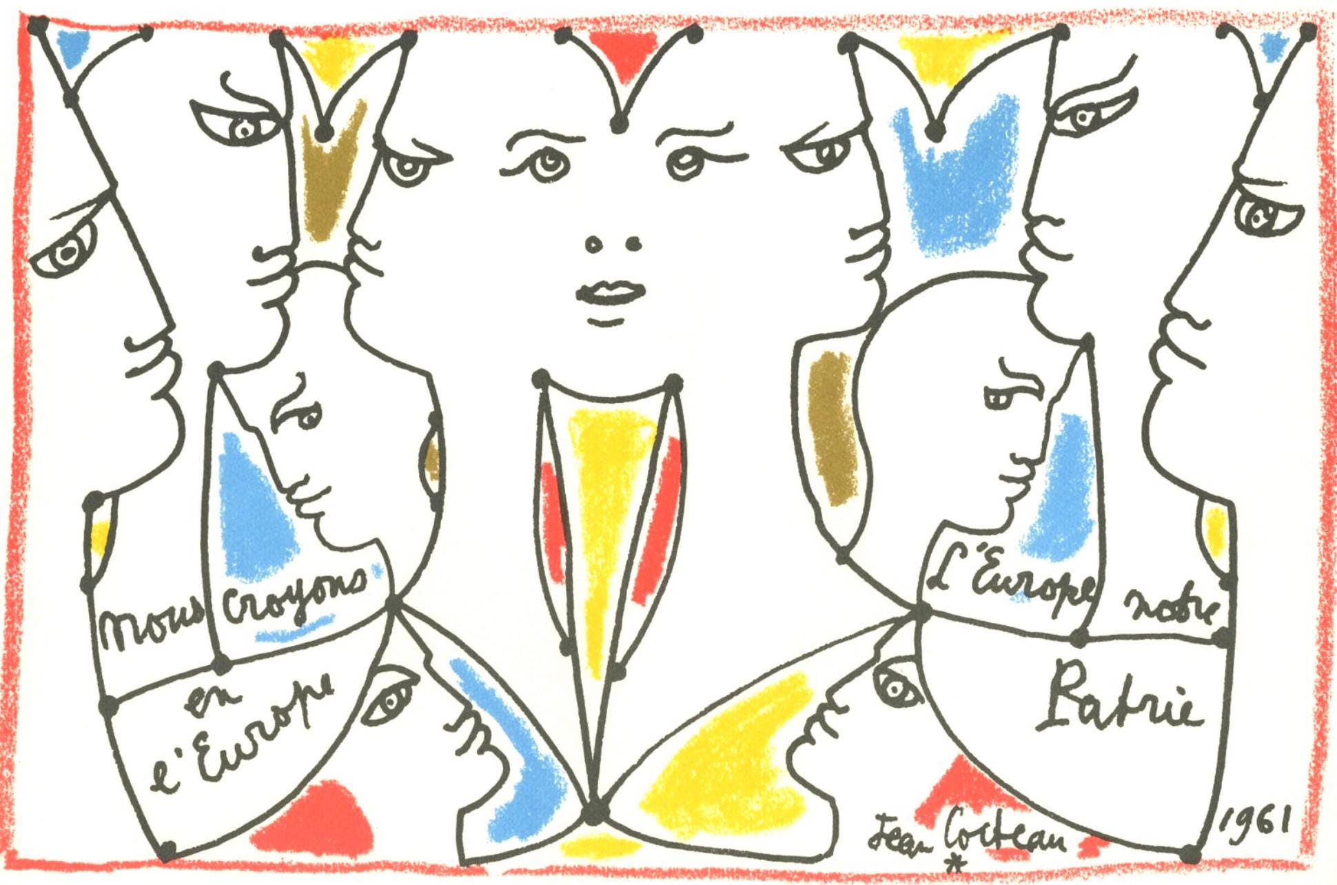 Jean Cocteau, Composition, Nous croyons en l'Europe, Limited Edition Silkscreen
