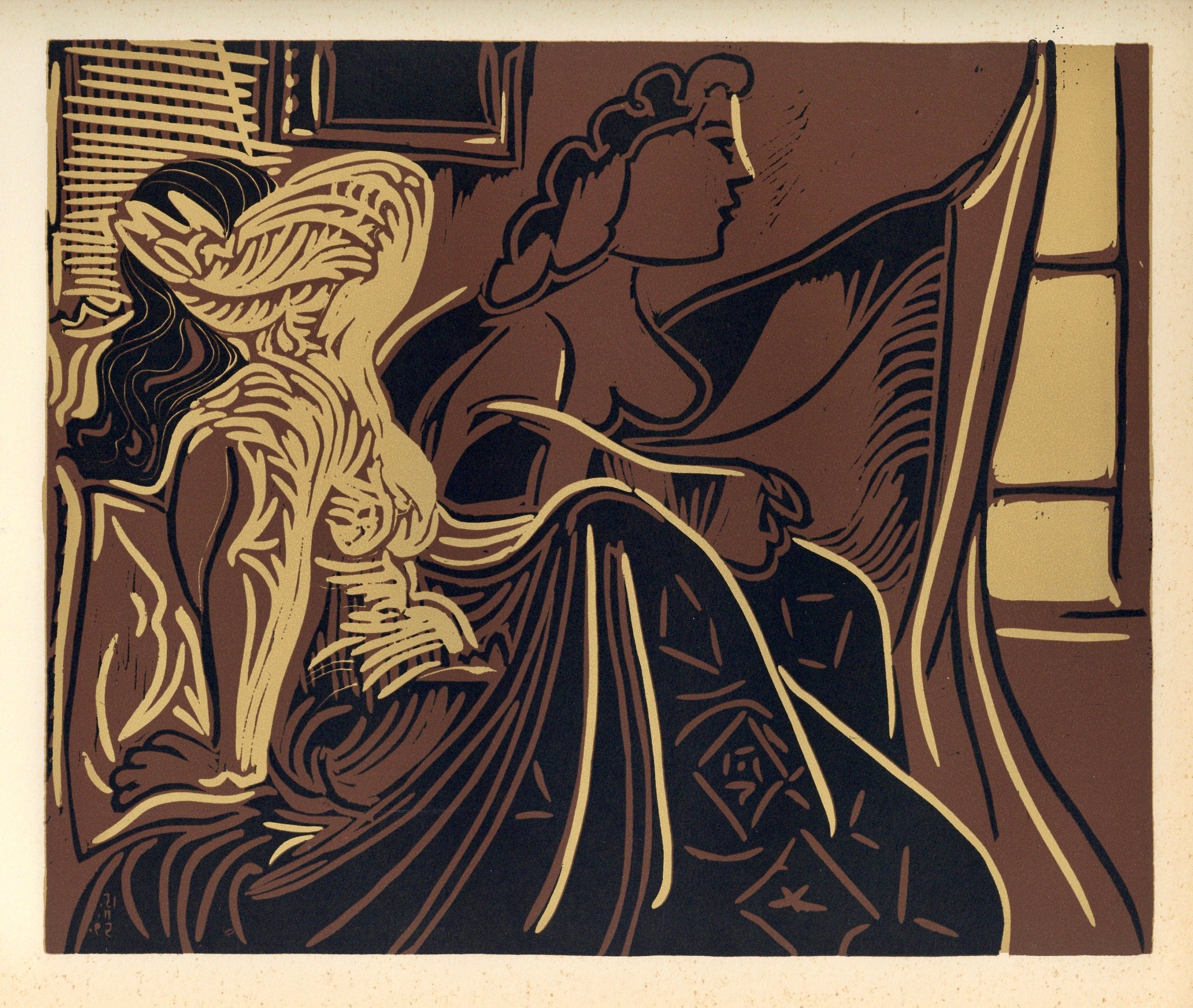 Pablo Picasso, Morning: Two Waking Women (Orozco 214), Grabados al linóleo, Limited Edition Linocut