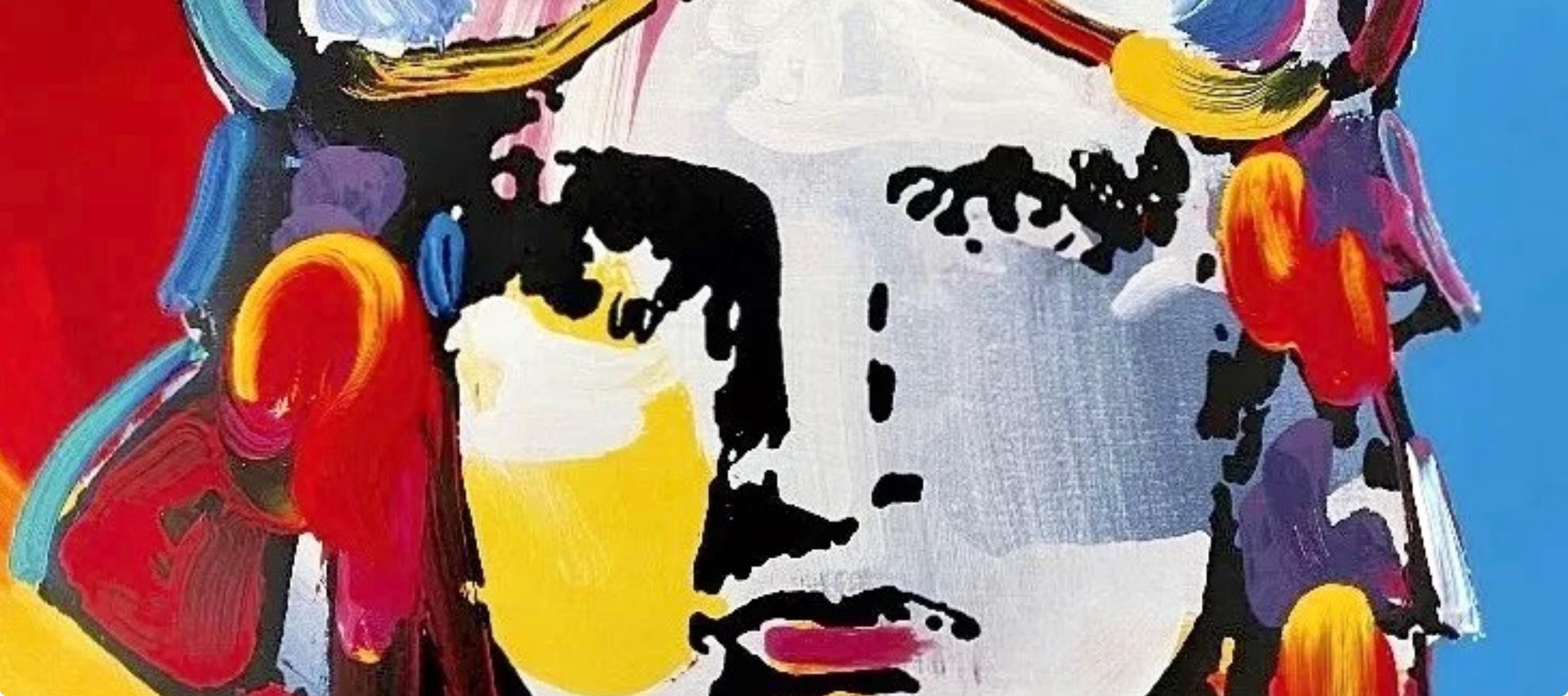 Peter Max, Liberty Head, Hand Signed, Mixed Media Acrylic and Lithograph Painting