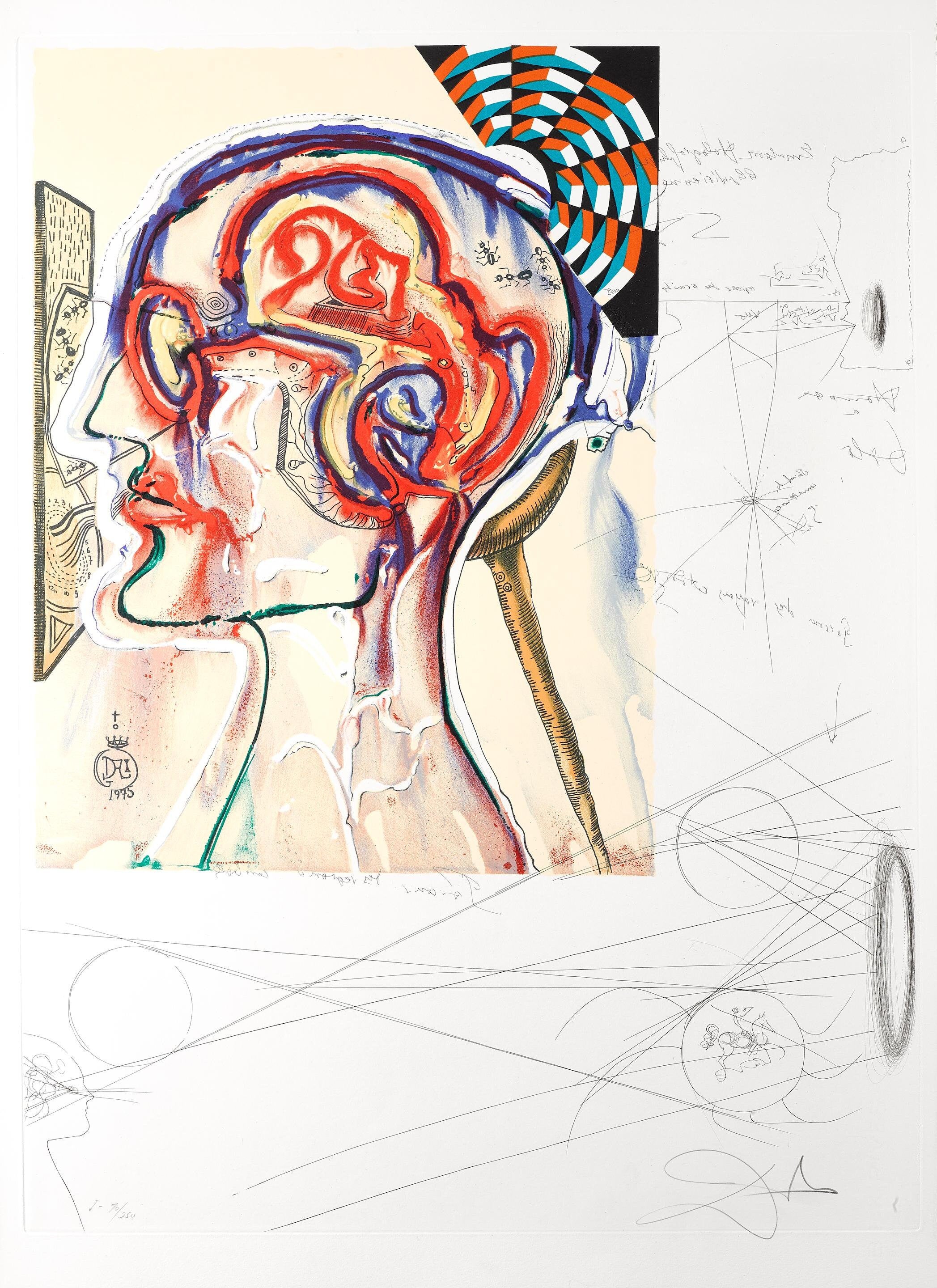 Salvador Dalí, Lunettes à hologrammes et ordinateurs pour voir les objets imaginés, Imaginations et Objets du Futur, Limited Edition Litho
