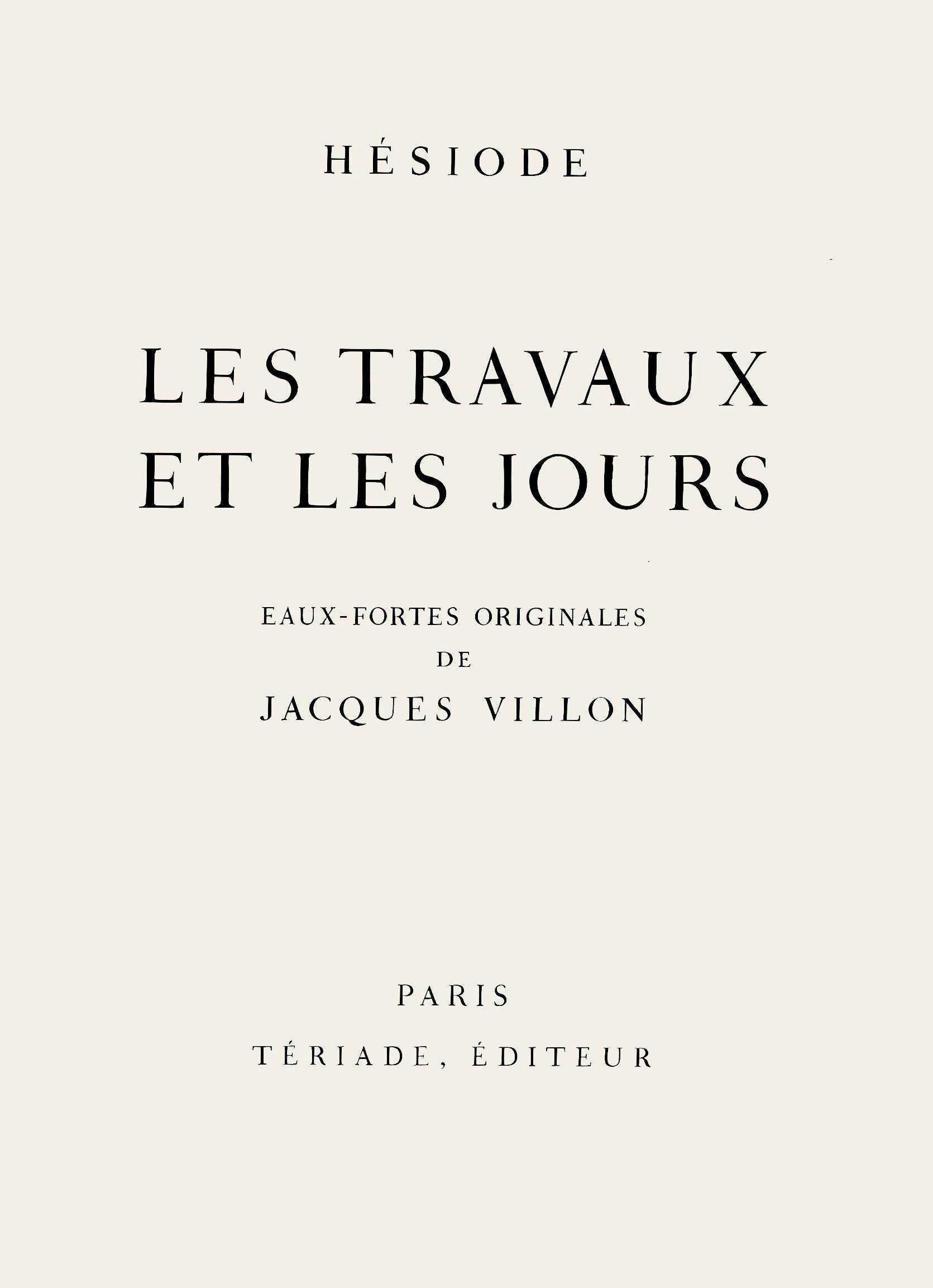 Jacques Villon, Composition (Ginestet/Pouillon 42-64), Hésiode, Les Travaux et les Jours, Limited Edition Etching