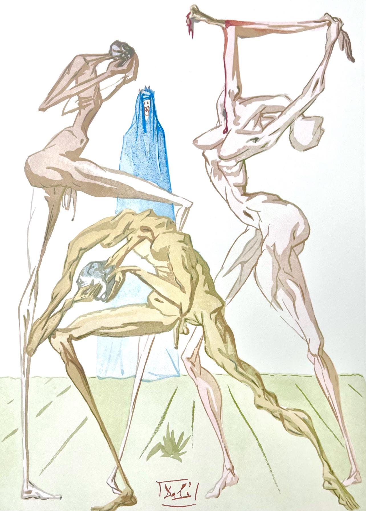 Salvador Dali, Hölle XIX (Field 189-200; Michler/Löpsinger 1039-1138), Die Göttliche Komödie, Signed, Limited Edition Woodcut