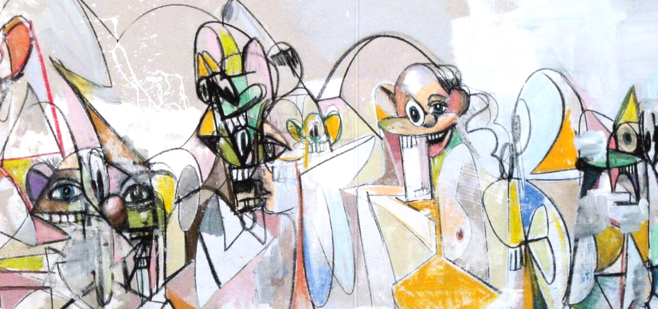 George Condo, Parallel Figures, Drawing Paintings, Limited Edition Four Color Process Print