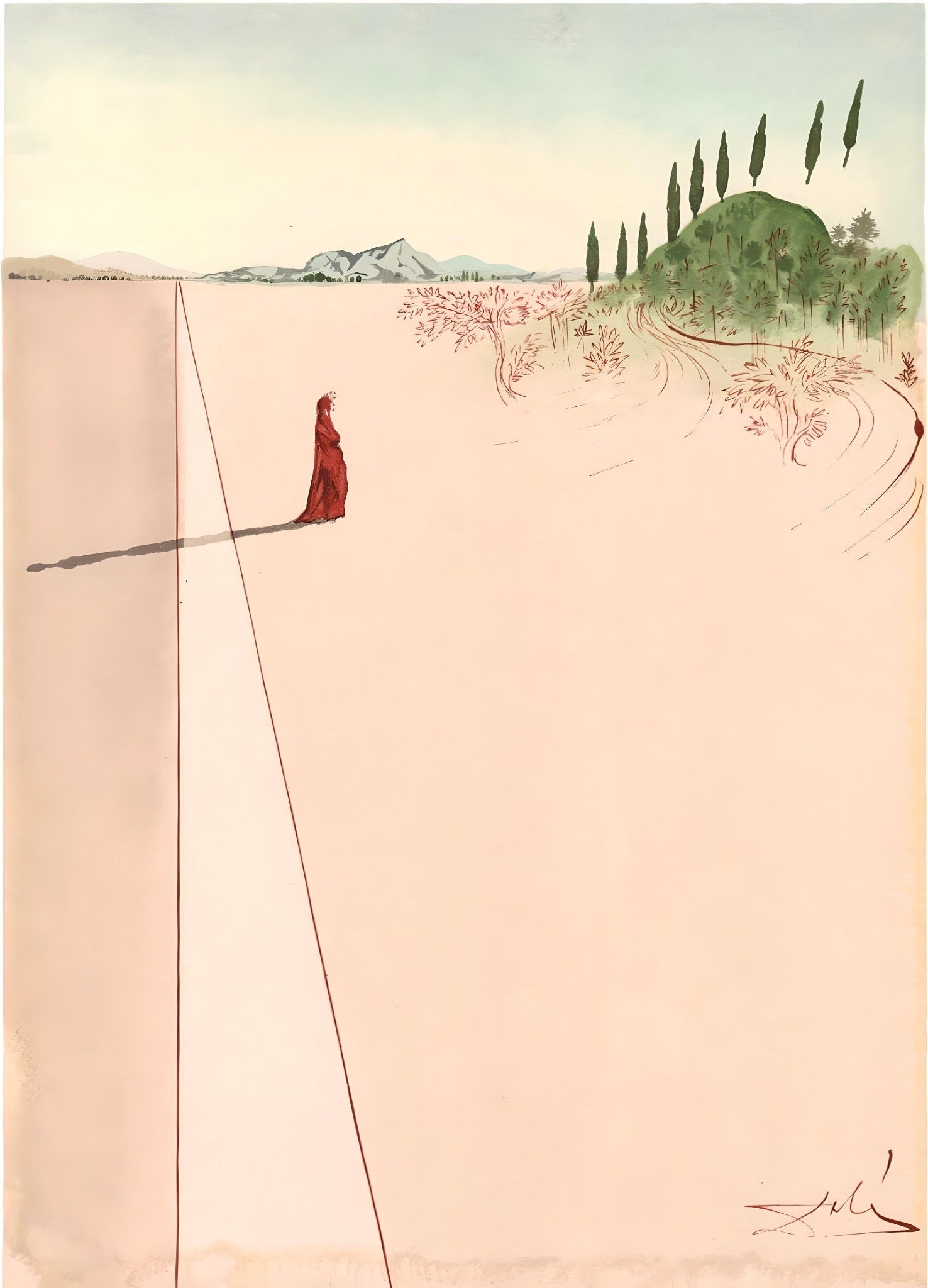 Salvador Dali, The Delightful Mount (Michler/Löpsinger 1039-1138; Field 189-200), La Divine Comédie, Limited Edition Woodcut