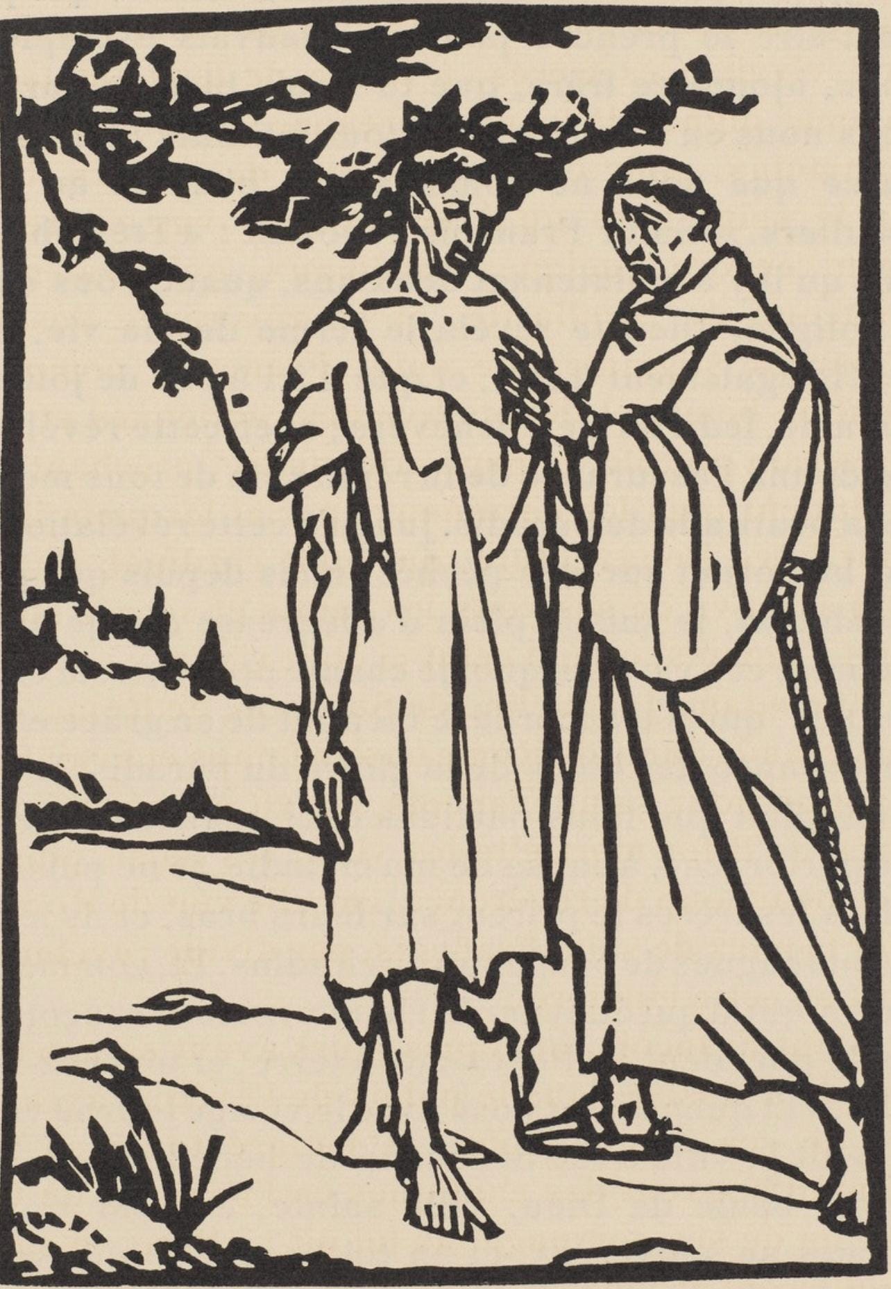 Émile Bernard, Composition (Morane, No. 100), Les Petites Fleurs de St. Françoise, Limited Edition Woodcut