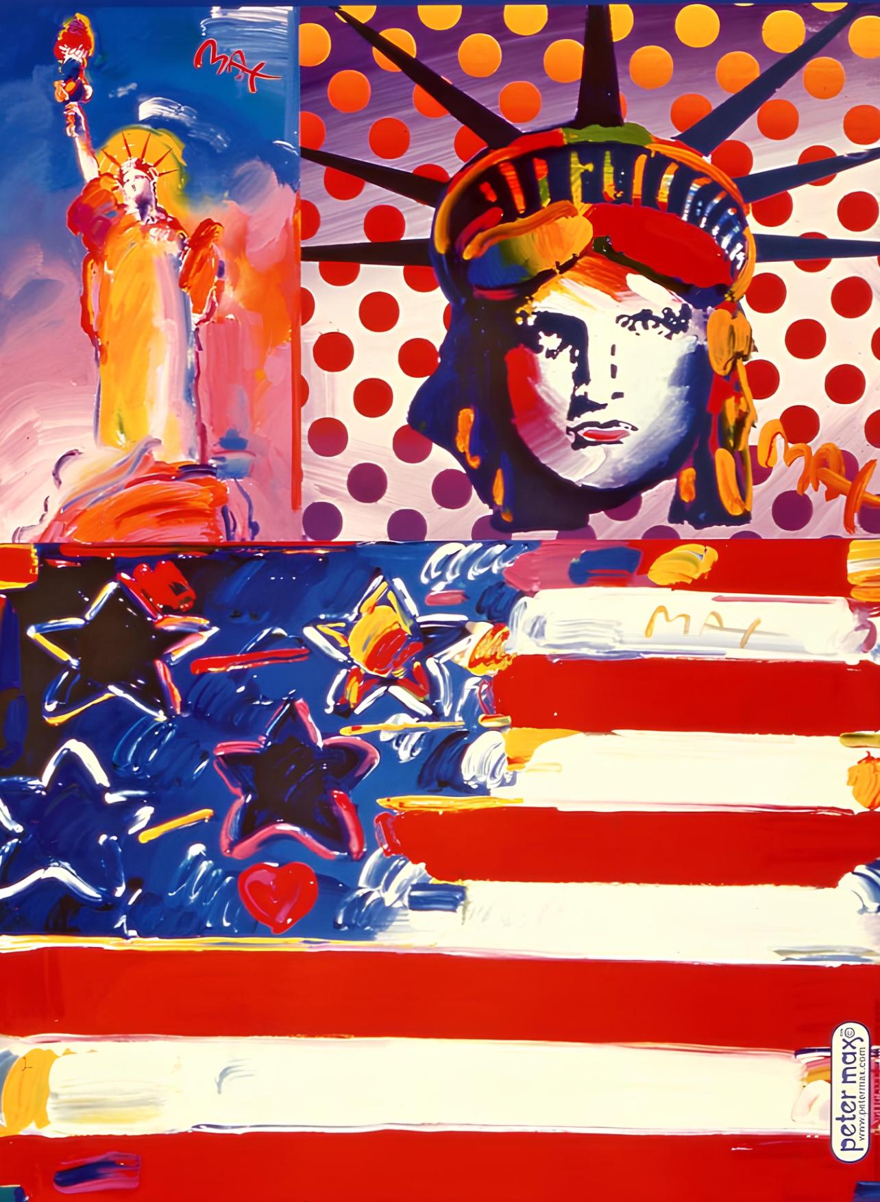 Peter Max, God Bless America, 2001, Hand Signed, Official Edition Offset Lithograph
