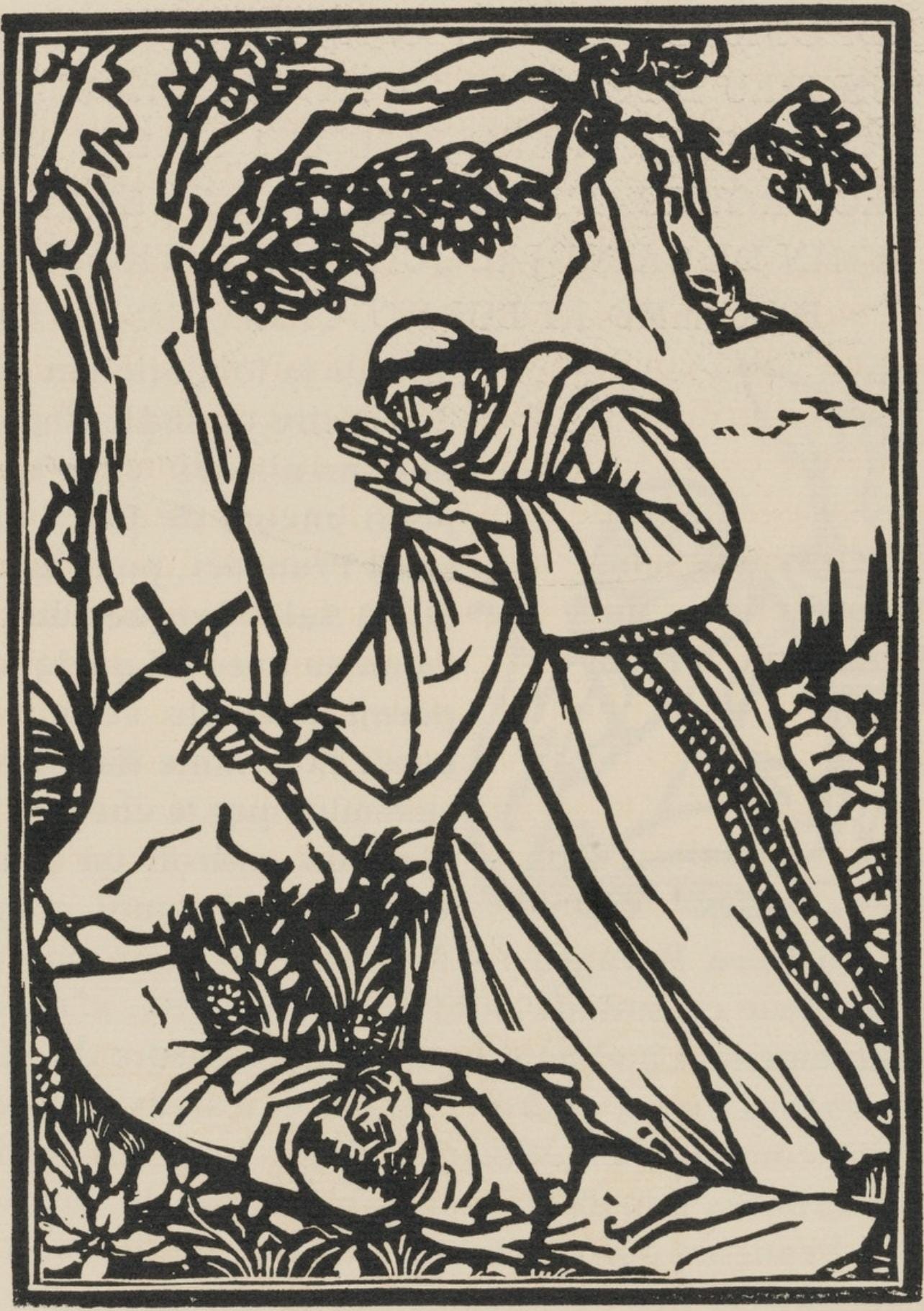 Émile Bernard, Composition (Morane, No. 100), Les Petites Fleurs de St. Françoise, Limited Edition Woodcut