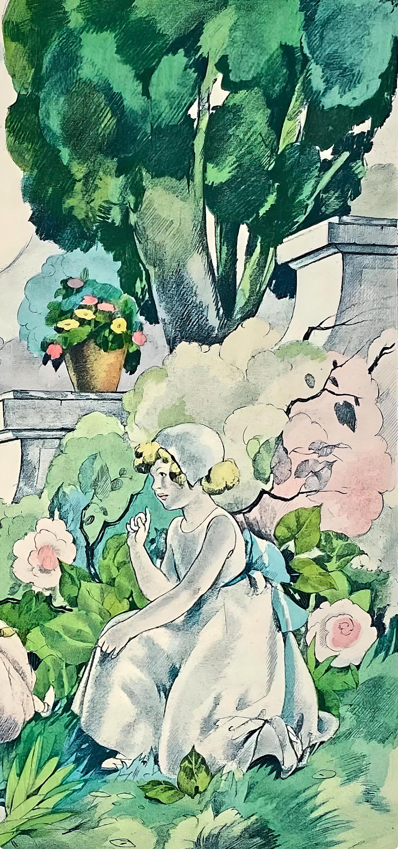 Umberto Brunelleschi, Composition, La Leçon d'amour dans un parc, Limited Edition Lithograph