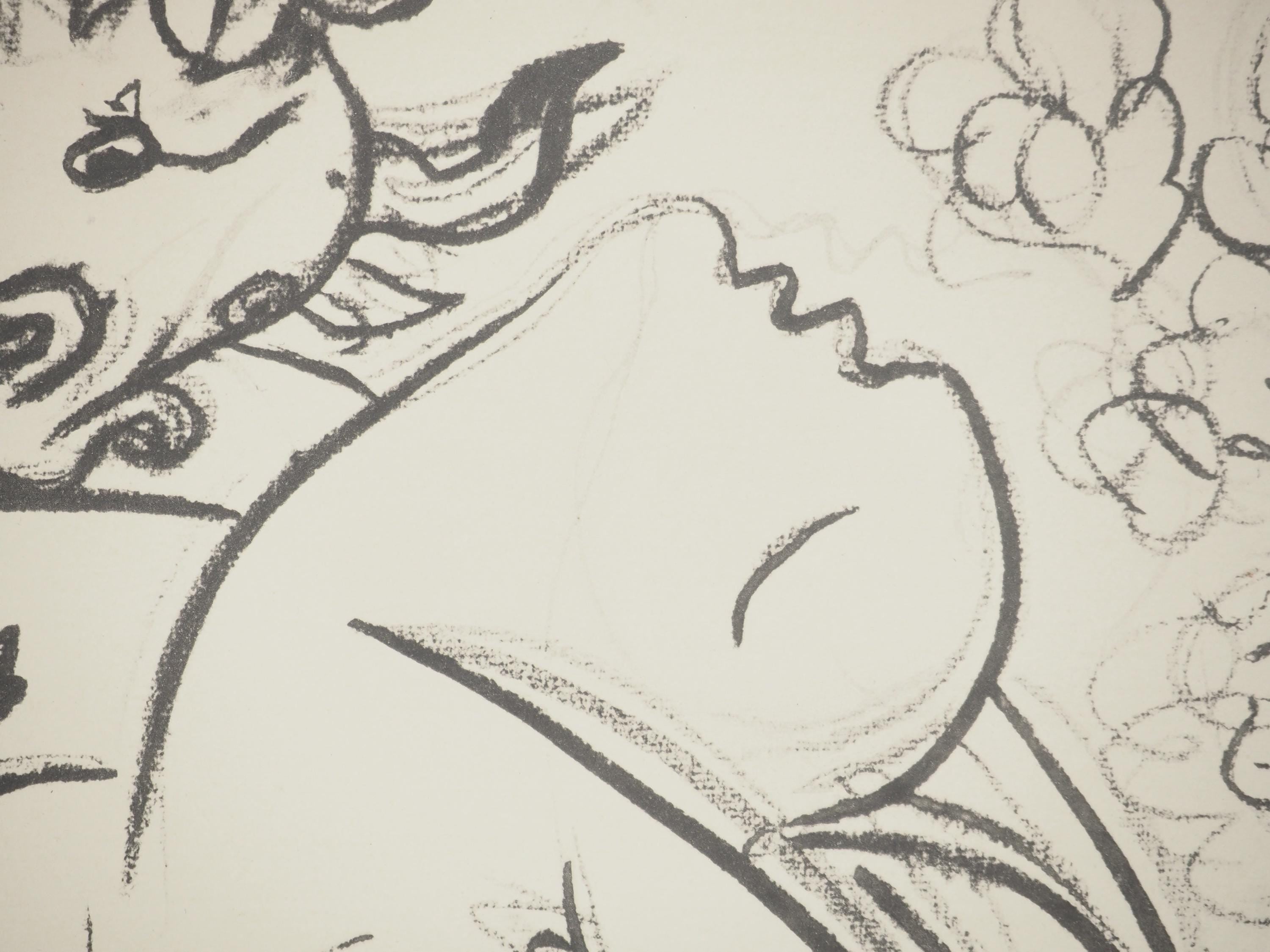 Pablo Picasso, Composition (Orozco 238), Picasso, La flûte double, Limited Edition Lithograph