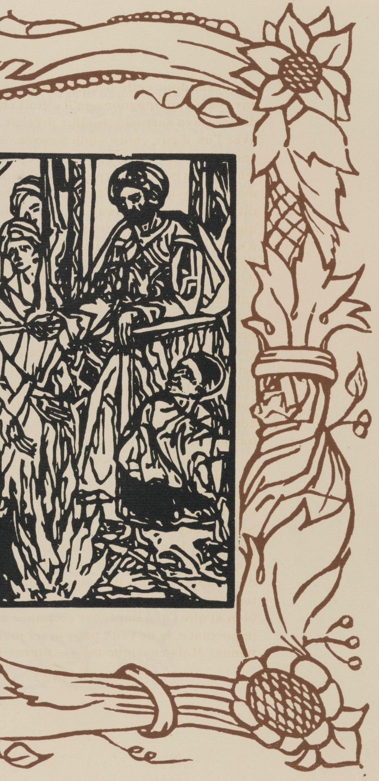 Émile Bernard, Composition (Morane, No. 100), Les Petites Fleurs de St. Françoise, Limited Edition Woodcut