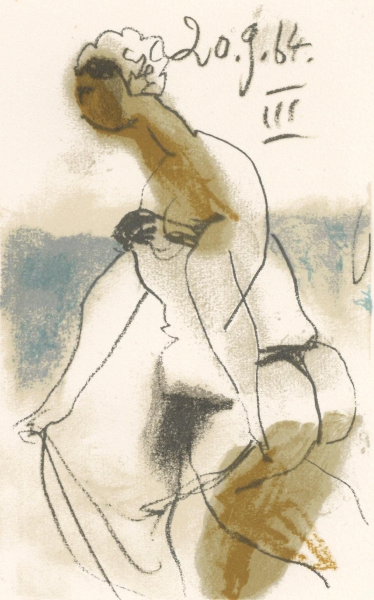 Pablo Picasso, Composition, Le Goût du Bonheur (Cramer 148; Bloch 2013), Limited Edition Mixed Media Lithograph