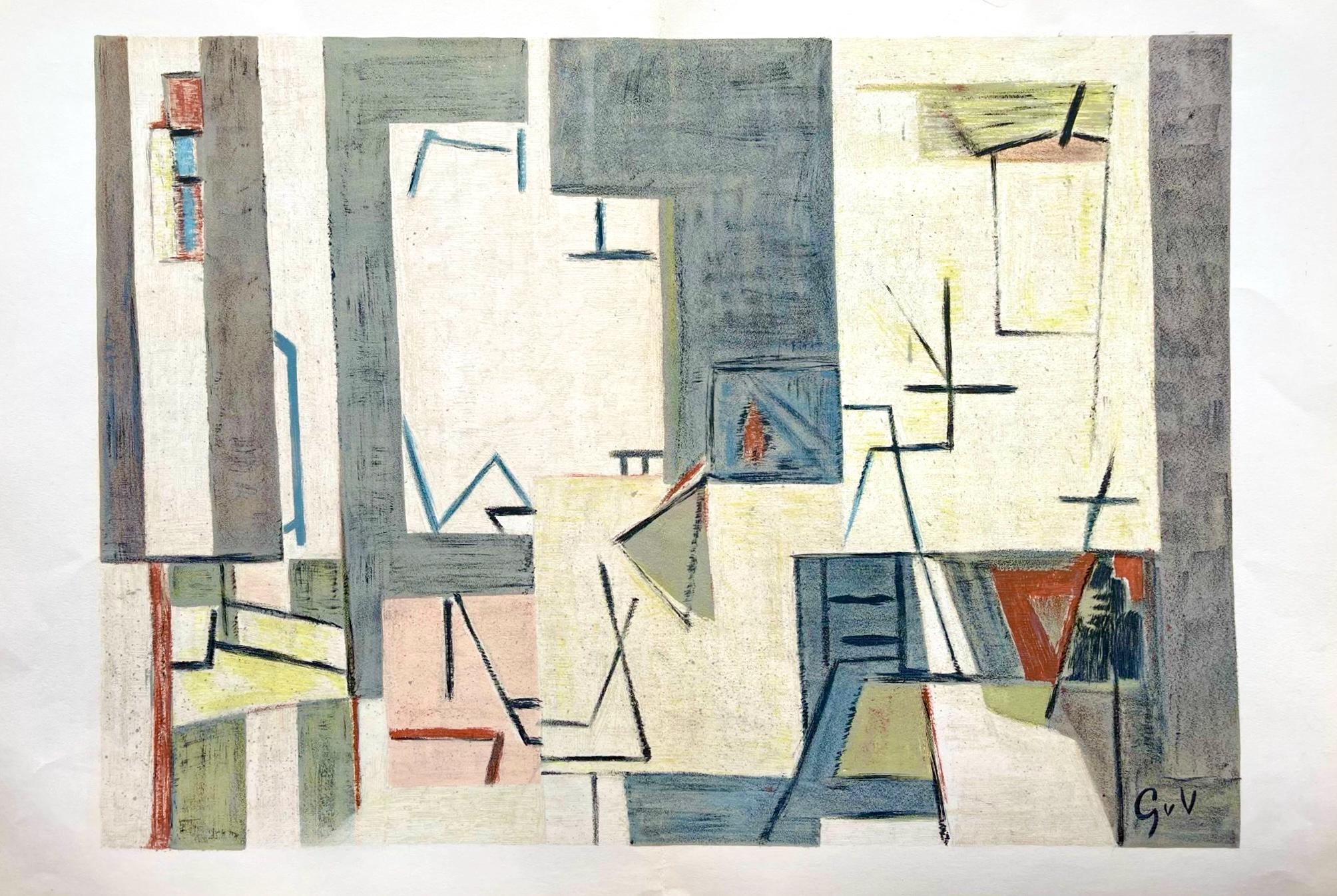 Geer van Velde, Composition, Derrière le miroir, Limited Edition Lithograph