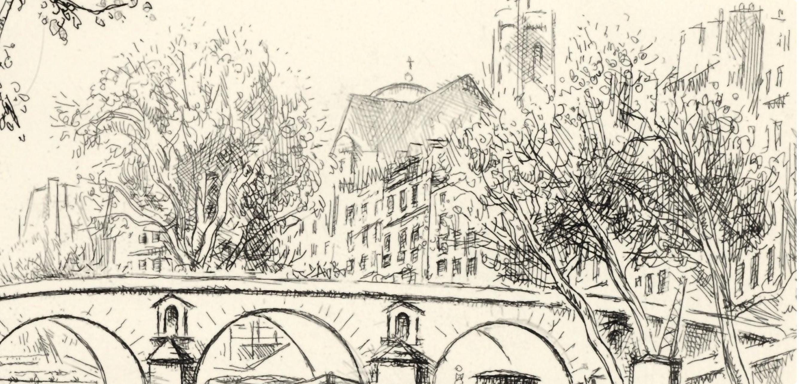 Robert Lotiron, Île Saint-Louis, A La gloire à Paris, Limited Edition Etching