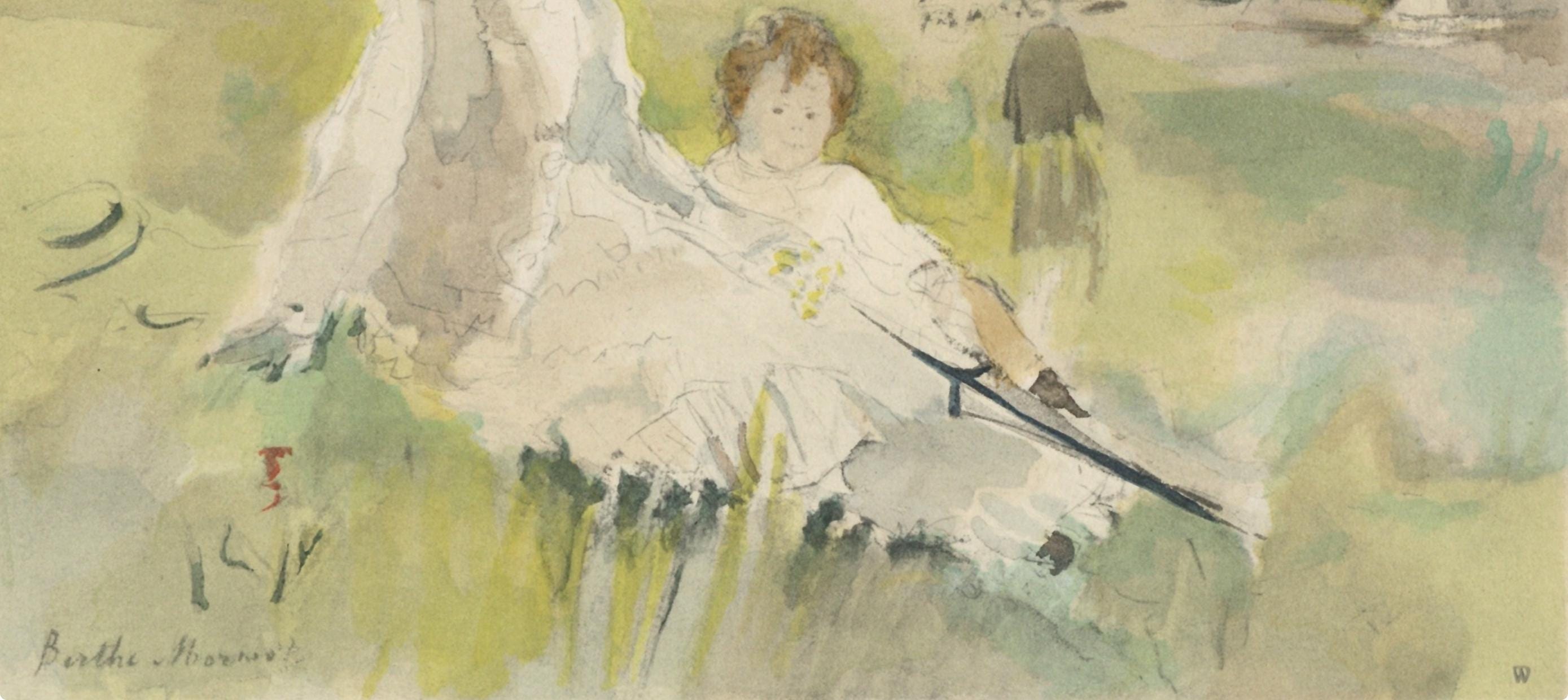 Berthe Morisot, Jeune Femme et Enfant dans l'herbe (Mme Gobillard et sa fille), Berthe Morisot Seize Aquarelles, Limited Edition Lithograph