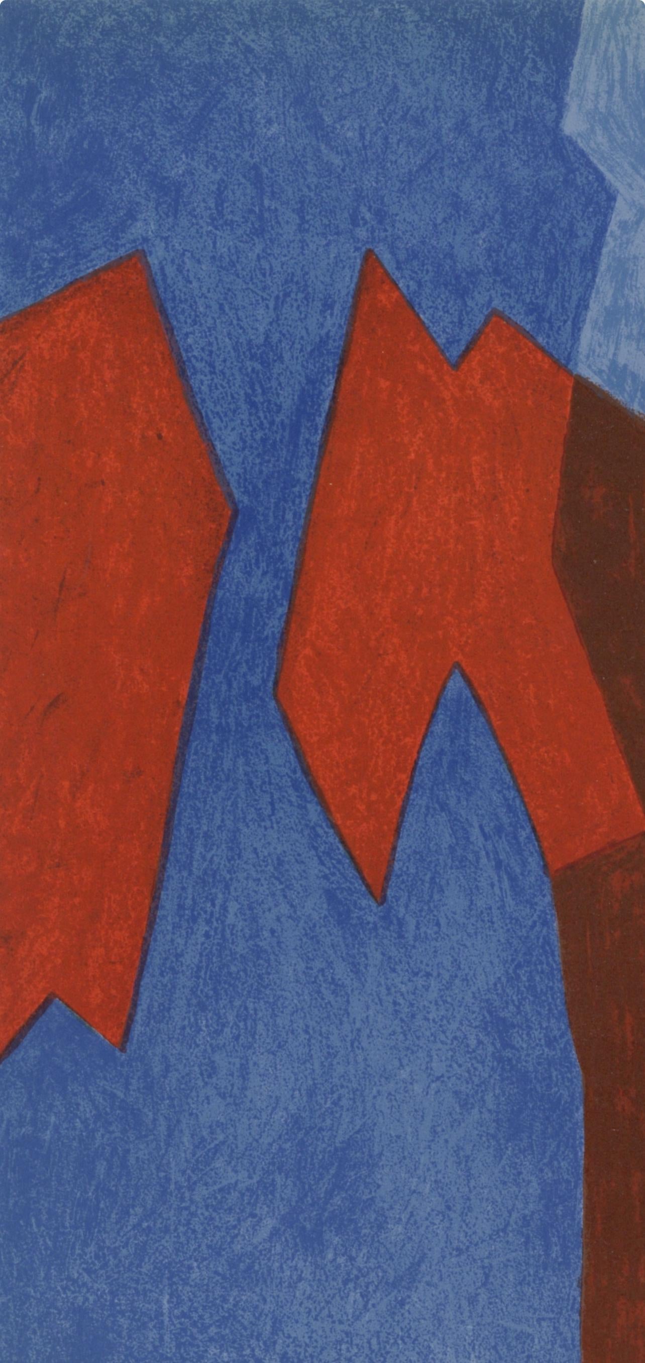 Serge Poliakoff, Composition rouge/bleu (Poliakoff/Schneider 68), XXe siècle, Limited Edition Lithograph