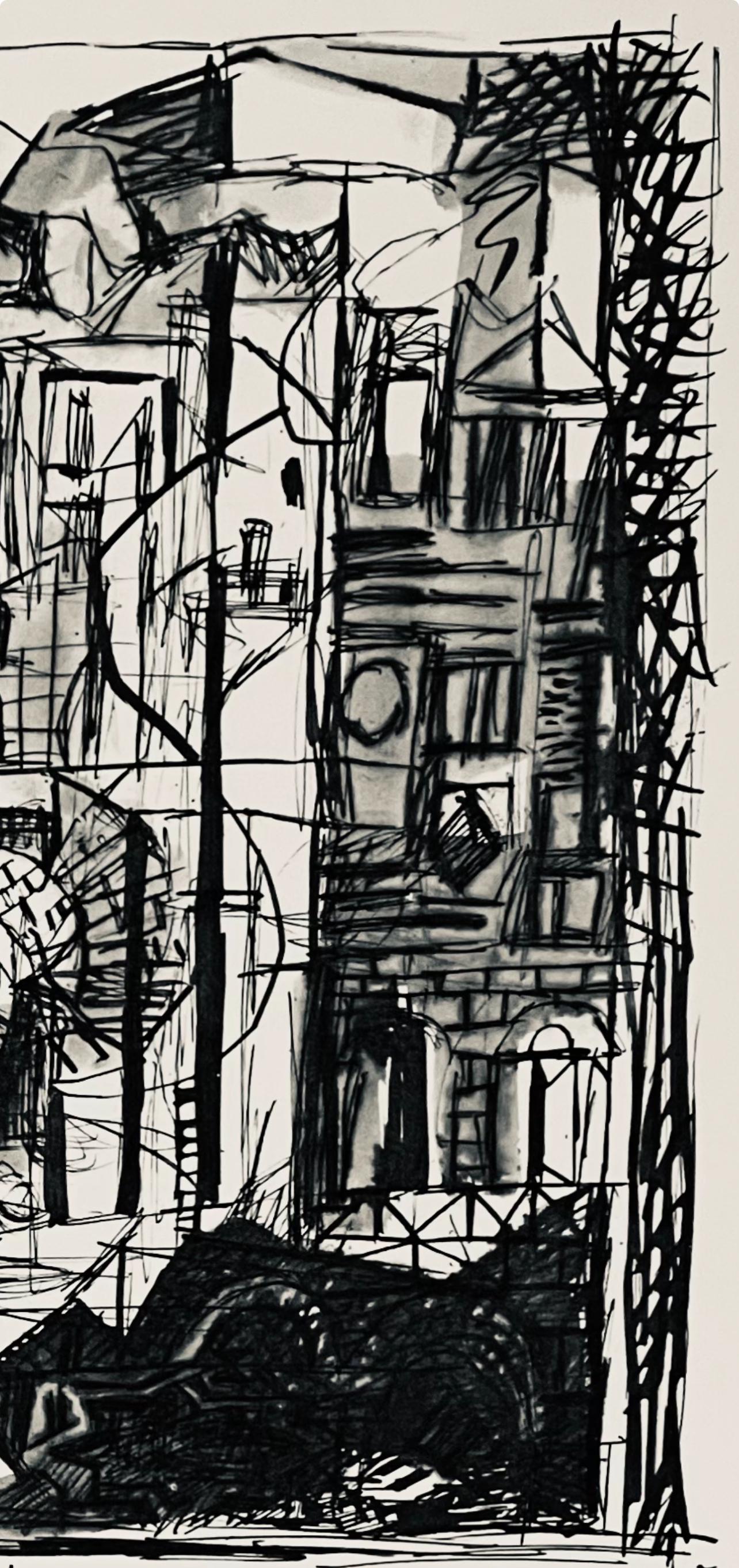 Abraham Rattner, Architectural drawing, Limited Edition Lithograph