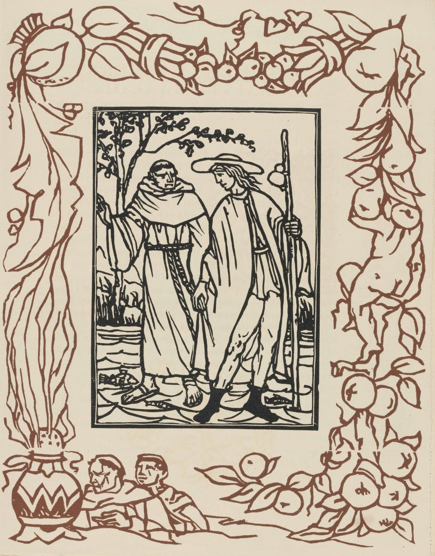 Émile Bernard, Composition (Morane, No. 100), Les Petites Fleurs de St. Françoise, Limited Edition Woodcut