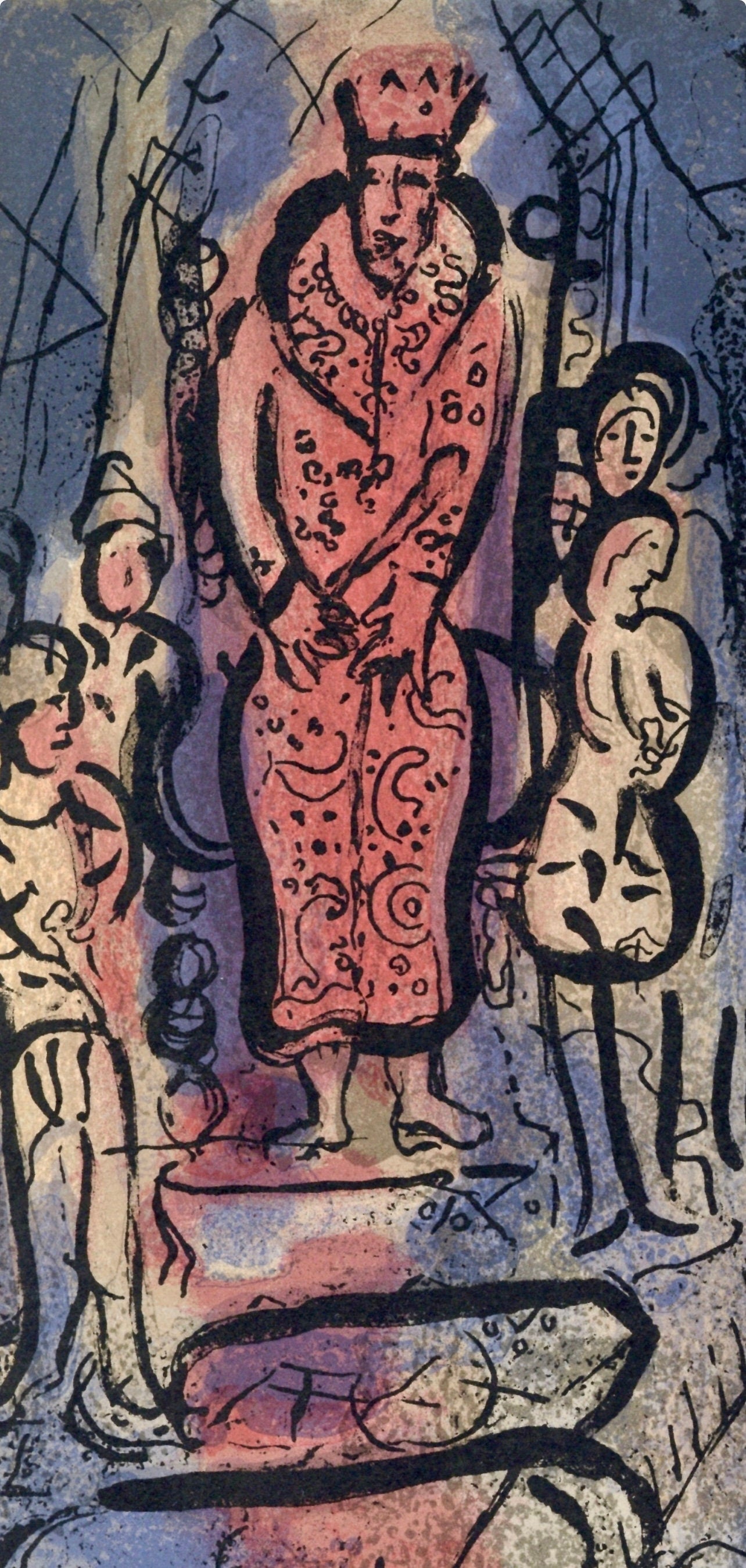 Marc Chagall, Ahaseurus (Mourlot 117-46; Cramer 25), Drawings from the Bible by Marc Chagall, Verve: Revue, Limited Edition Lithograph
