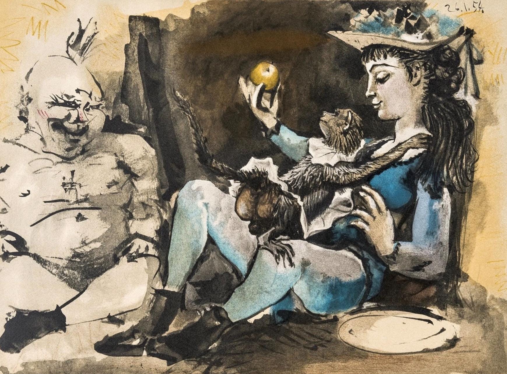 Pablo Picasso, Composition, Picasso and the Human Comedy, Verve: Revue Artistique et Littéraire, Limited Edition Lithograph