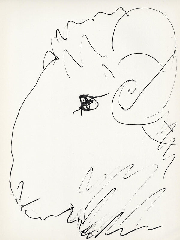 Pablo Picasso, Tête de bélier (Cramer No. 84), 40 dessins de Picasso en marge du Buffon, Limited Edition Lithograph