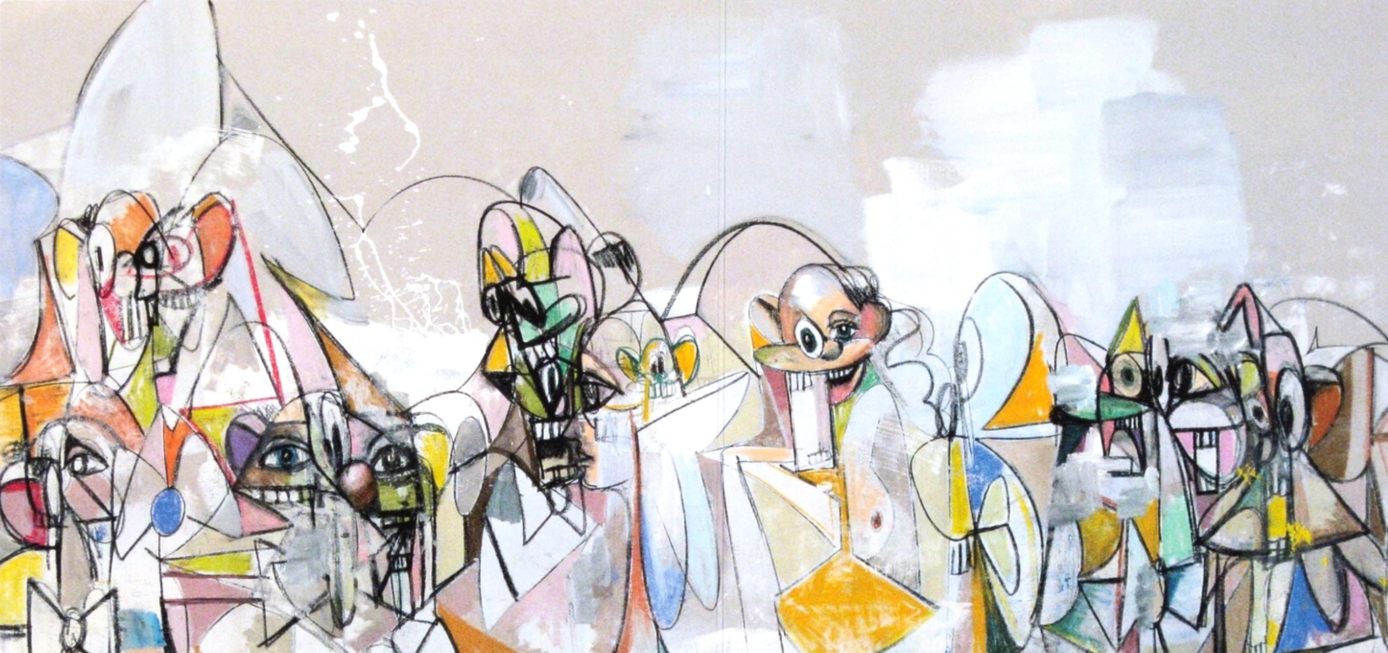 George Condo, Parallel Figures, Drawing Paintings, Limited Edition Four Color Process Print