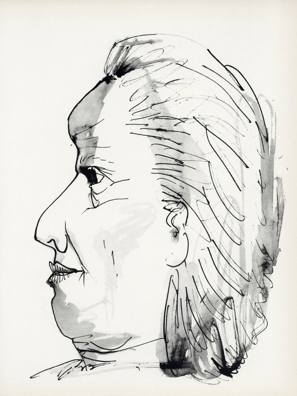 Pablo Picasso, Profil de vieille femme, trait et lavis (Cramer No. 84), 40 dessins de Picasso en marge du Buffon, Limited Edition Lithograph