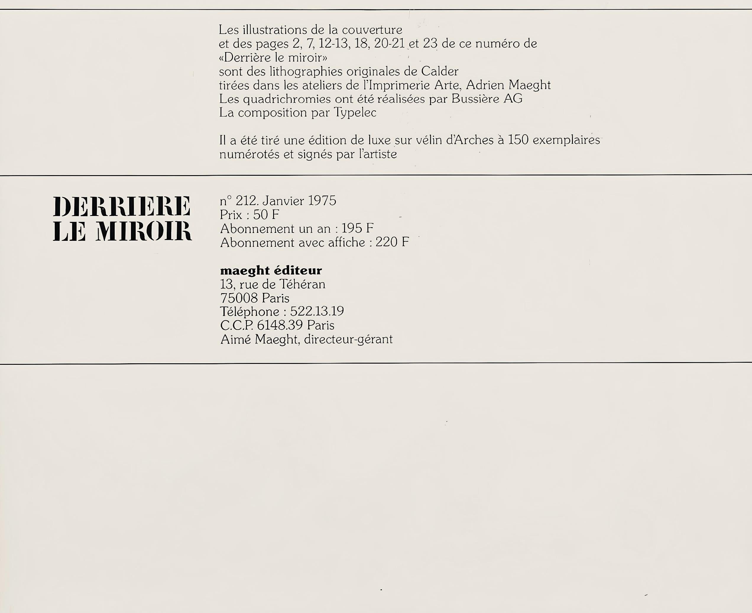 Alexander Calder, Composition, Derrière le miroir, Limited Edition Lithograph