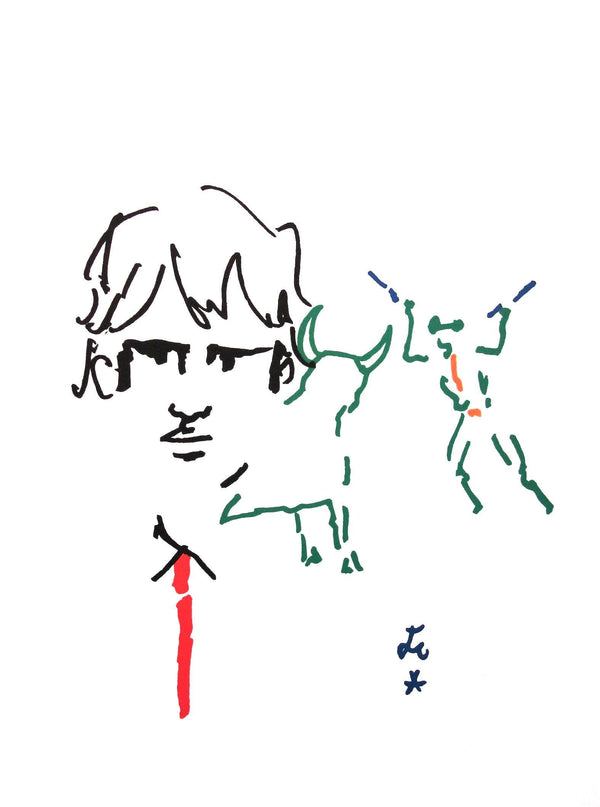 Jean Cocteau, Composition, Taureaux, Limited Edition Lithograph