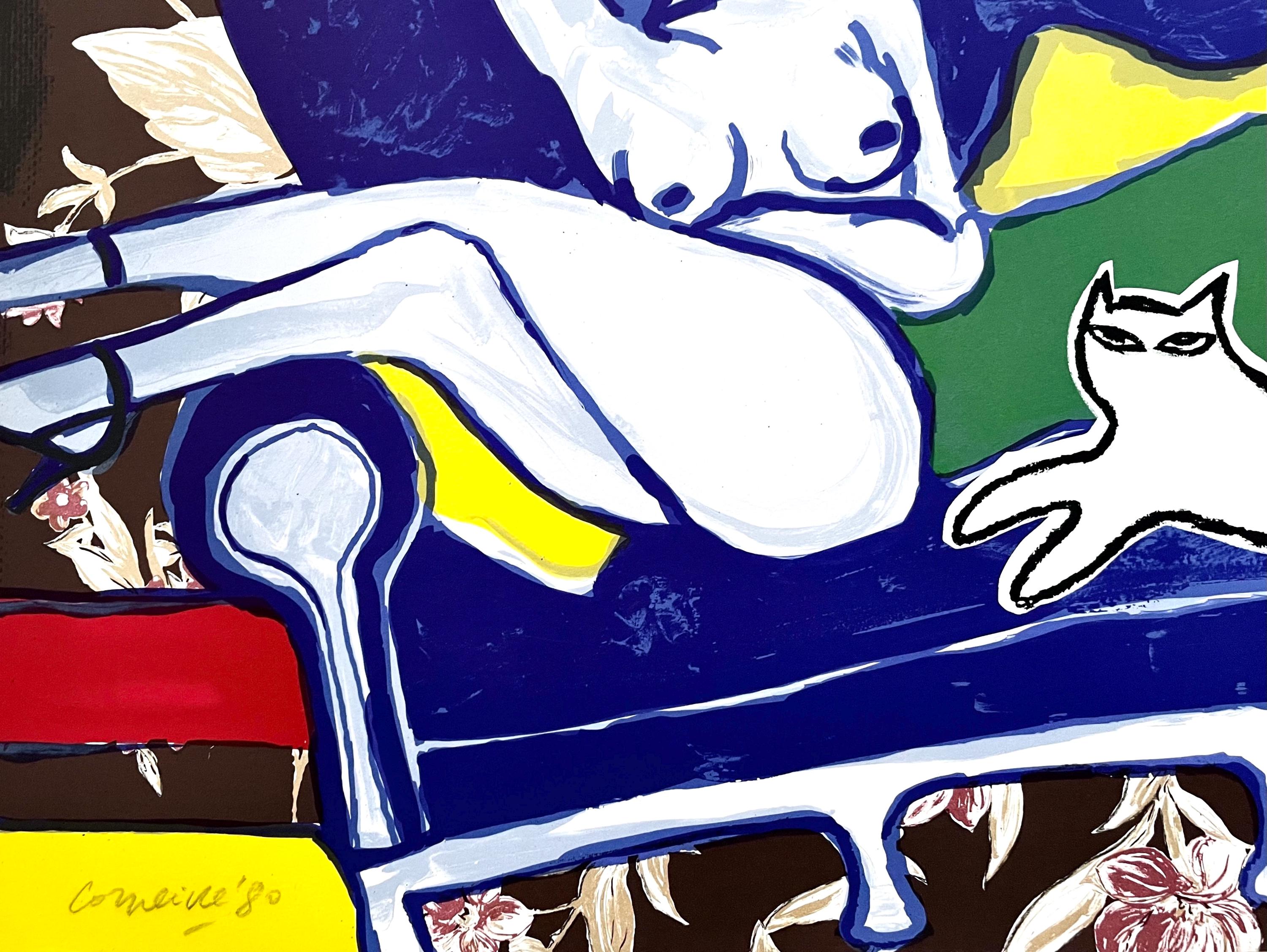 Guillaume Cornelis van Beverloo, Corneille, Complicite with Pussycat, Limited Edition Lithograph