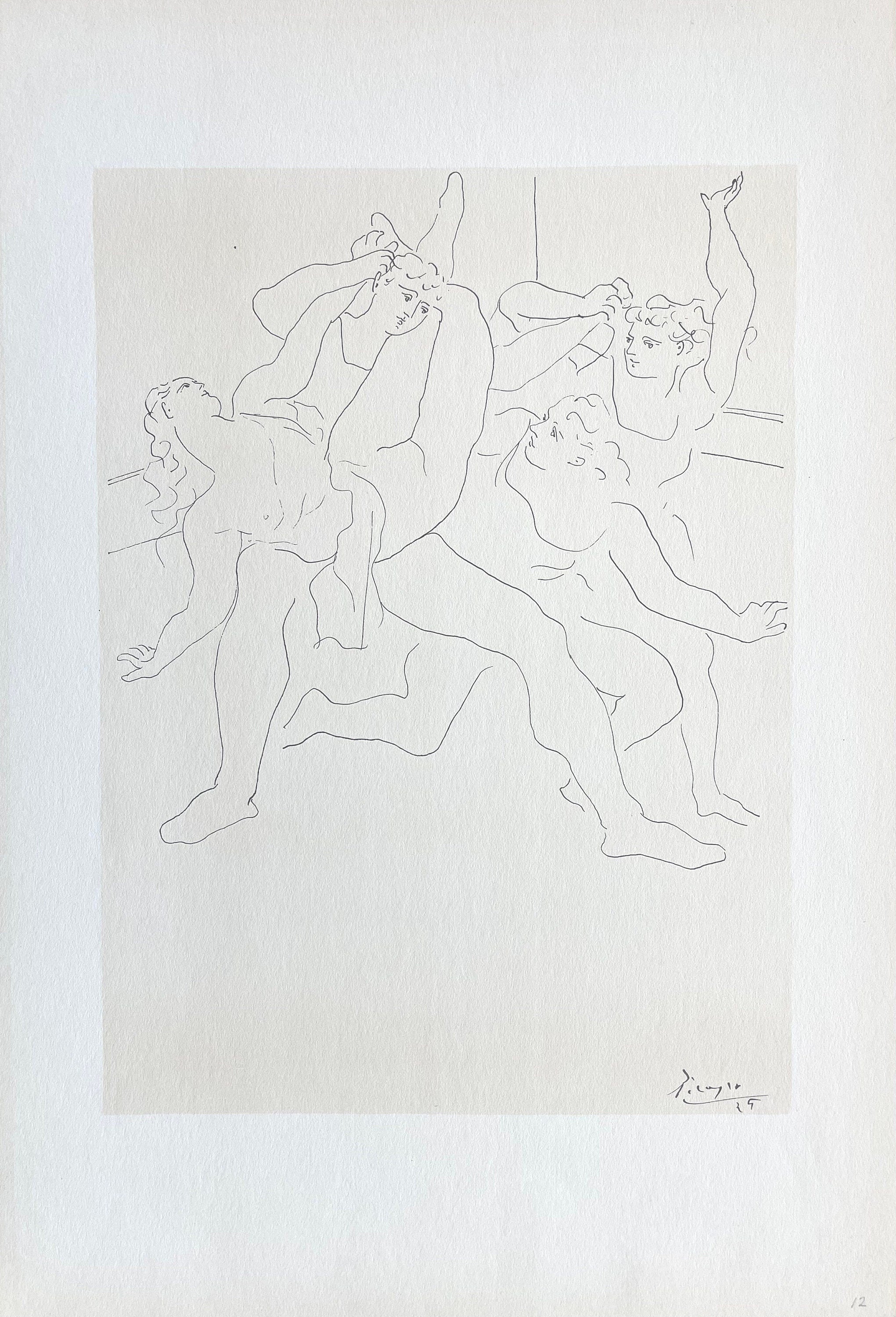 Pablo Picasso, Four Ballet Dancers (Orozco 95), Picasso: Fifteen Drawings, Limited Edition Lithograph