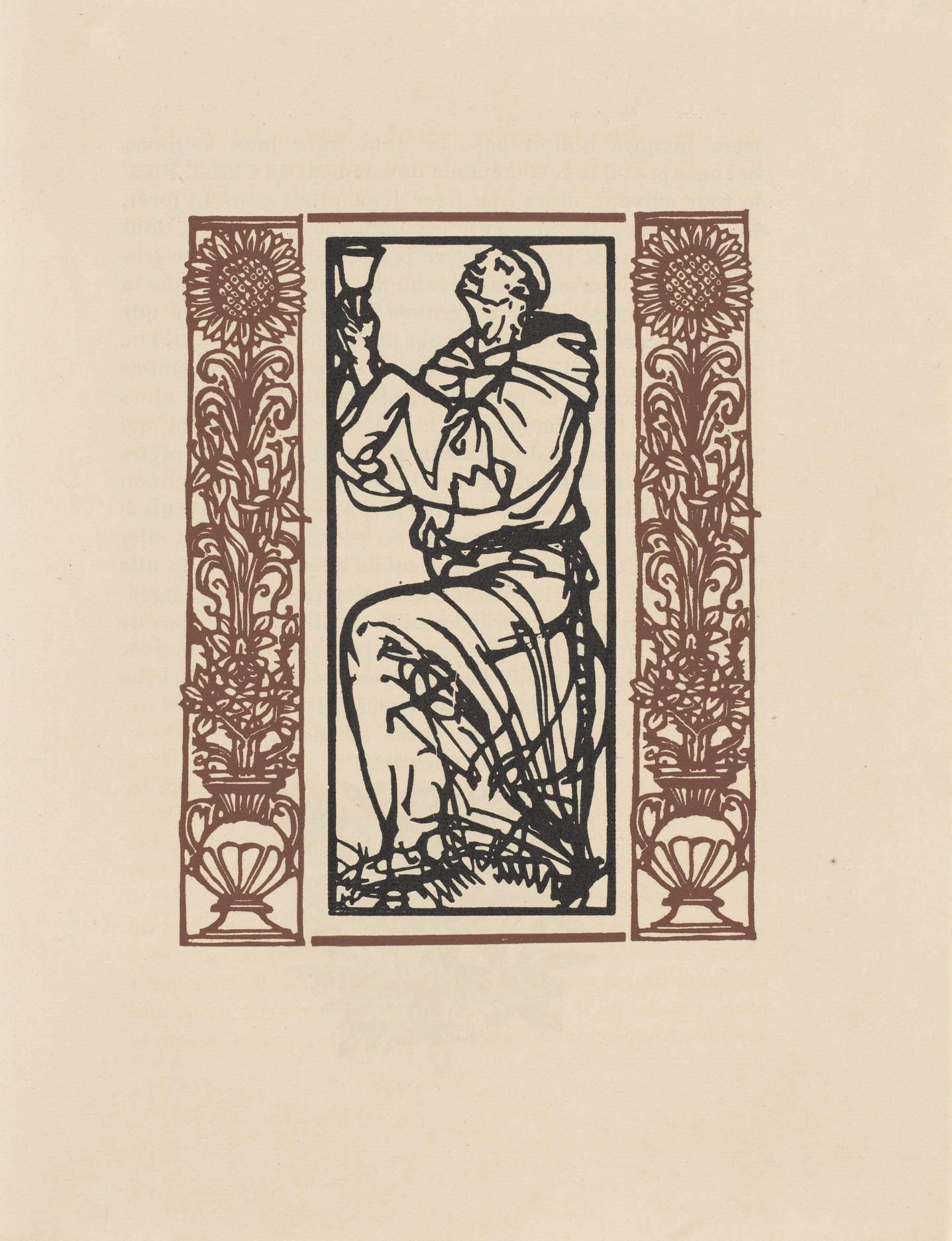 Émile Bernard, Composition (Morane, No. 100), Les Petites Fleurs de St. Françoise, Limited Edition Woodcut