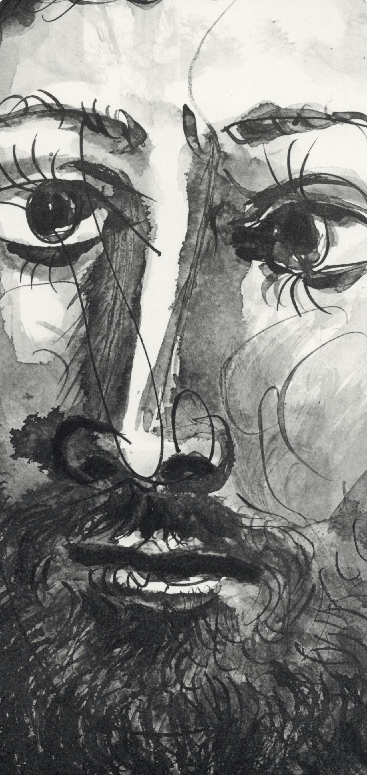 Pablo Picasso, Visage d'homme barbu à épaisse (Cramer No. 84), 40 dessins de Picasso en marge du Buffon, Limited Edition Lithograph