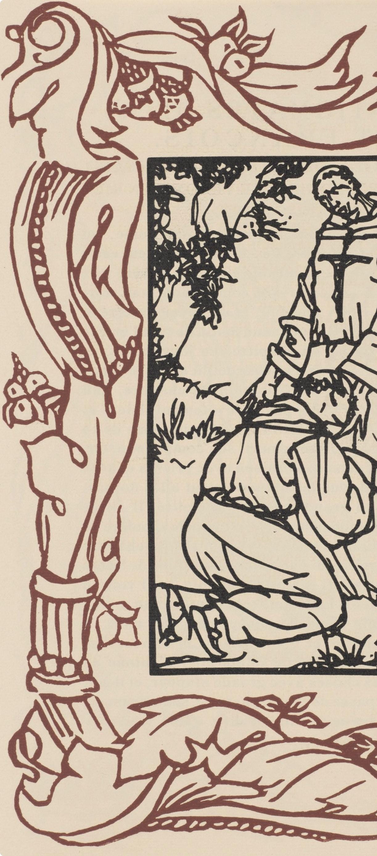 Émile Bernard, Composition (Morane, No. 100), Les Petites Fleurs de St. Françoise, Limited Edition Woodcut