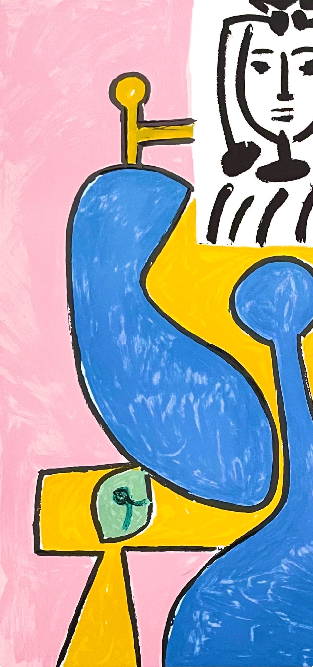 Pablo Picasso, Femme Assise à la Robe Bleue, Marina Picasso Collection, Official Limited Edition Lithograph
