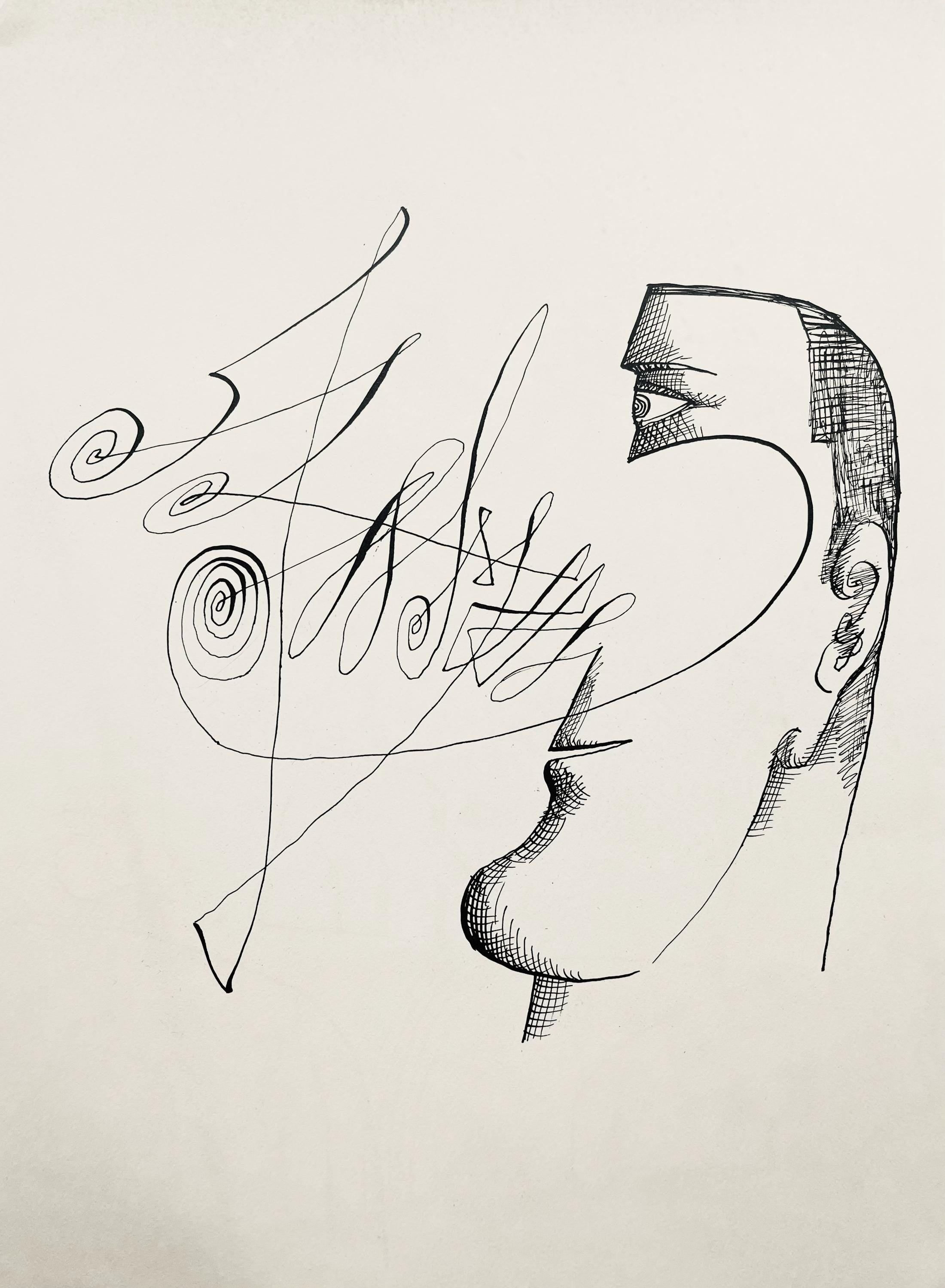 Saul Steinberg, Composition, Derrière le miroir, Limited Edition Lithograph