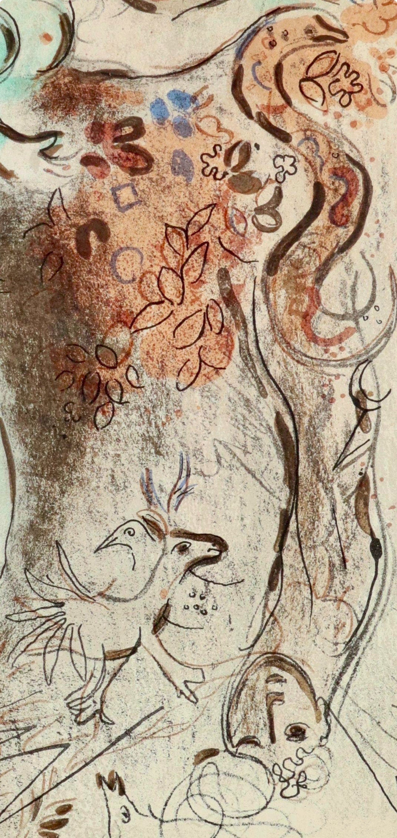 Marc Chagall, Adam, Eve and the forbidden fruit (Mourlot 117-46; Cramer 25), Drawings from the Bible, Verve, Limited Edition Lithograph