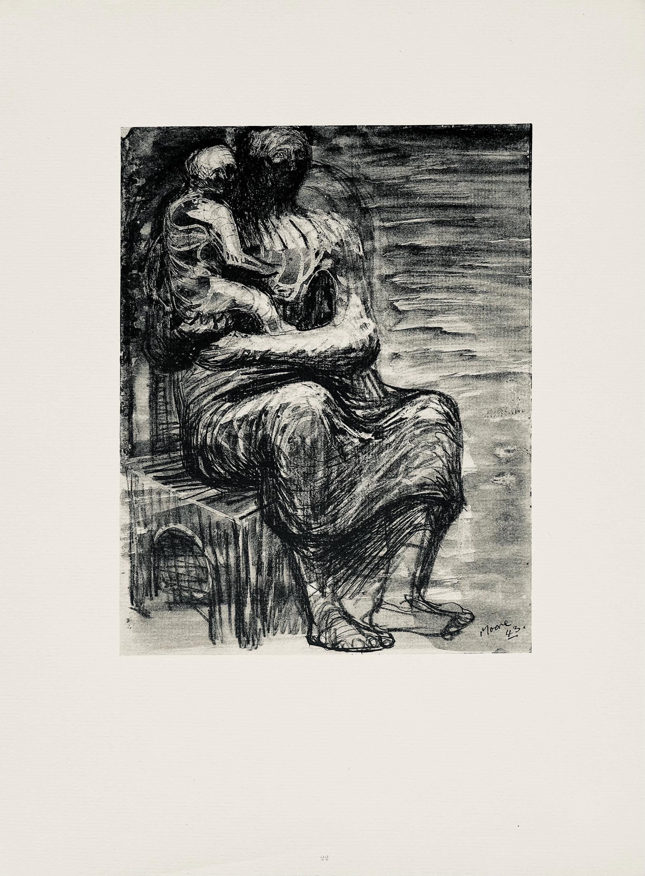 Henry Moore, Seated Women in a Tube Shelter, The Drawings of Henry Moore, Limited Edition Lithograph