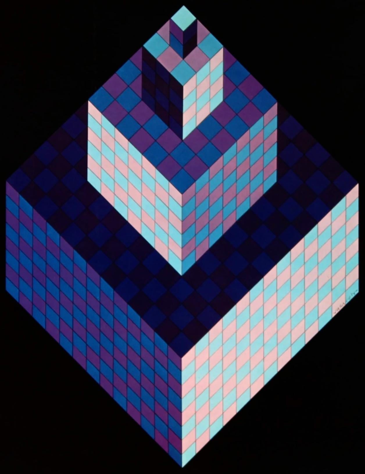 Victor Vasarely, Composition, Hexagone, Limited Edition Héliogravure