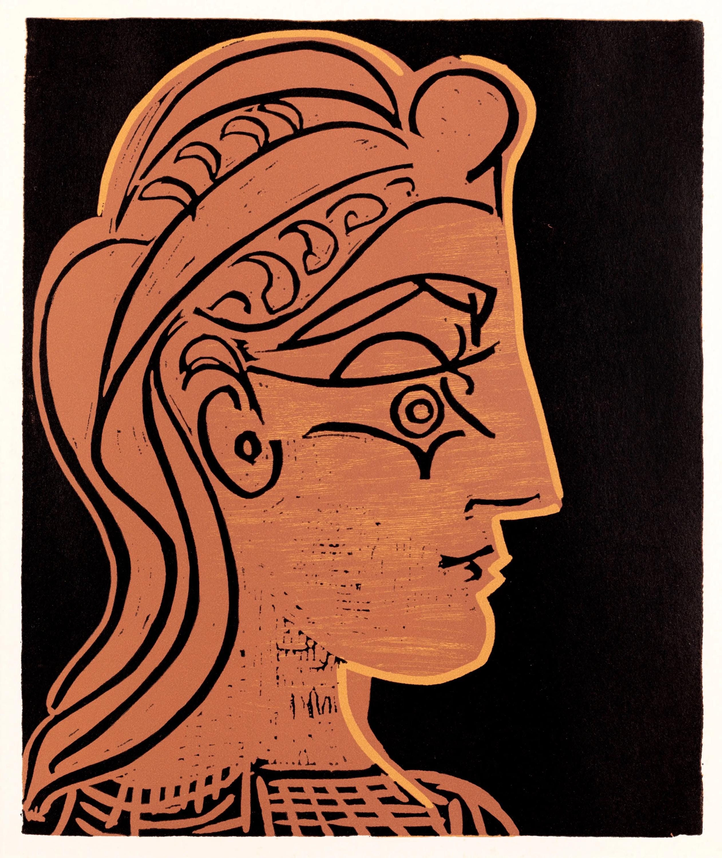 Pablo Picasso, Head of a Woman in Profile (Orozco 214), Grabados al linóleo, Limited Edition Linocut