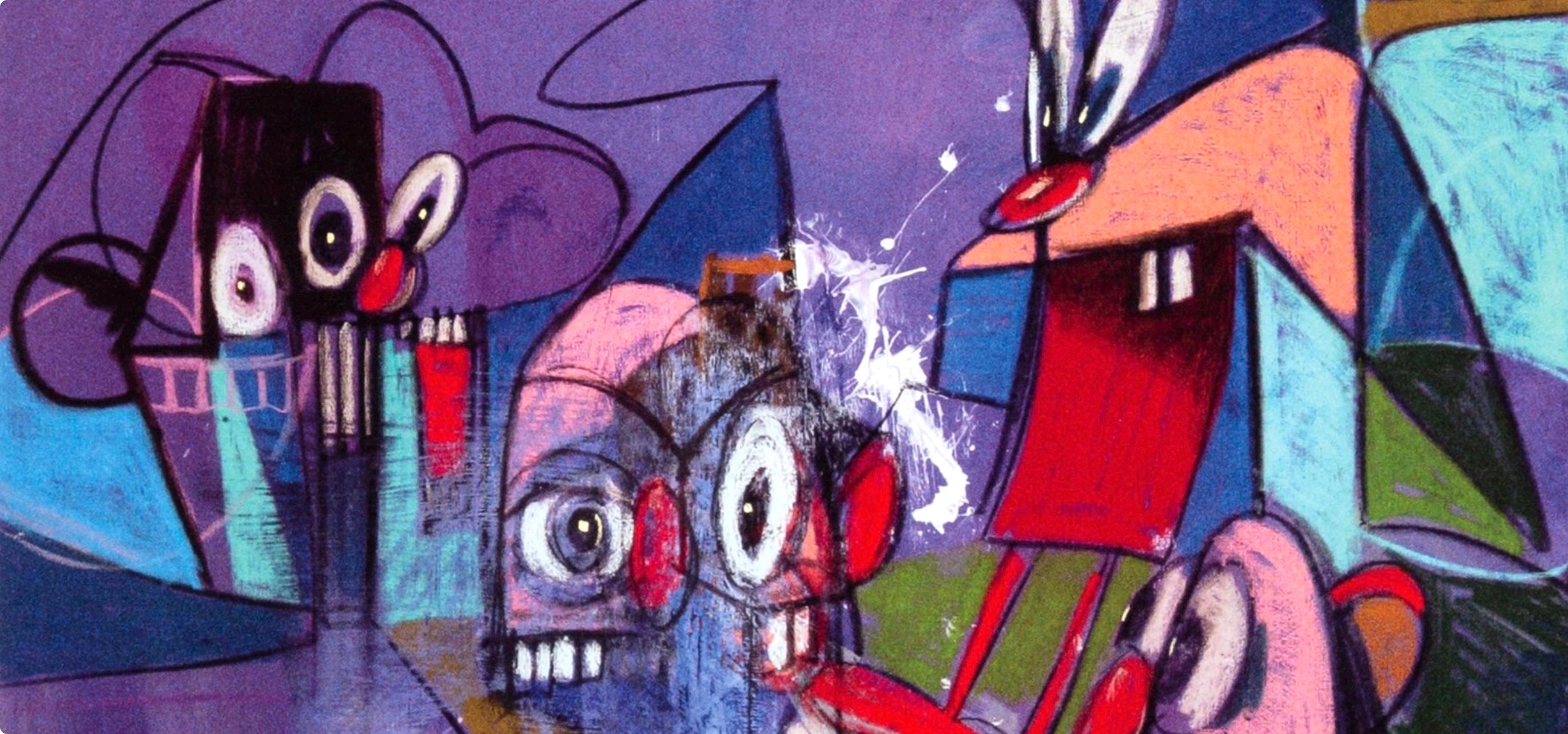 George Condo, Comic Relief, Drawing Paintings, Limited Edition Four Color Process Print