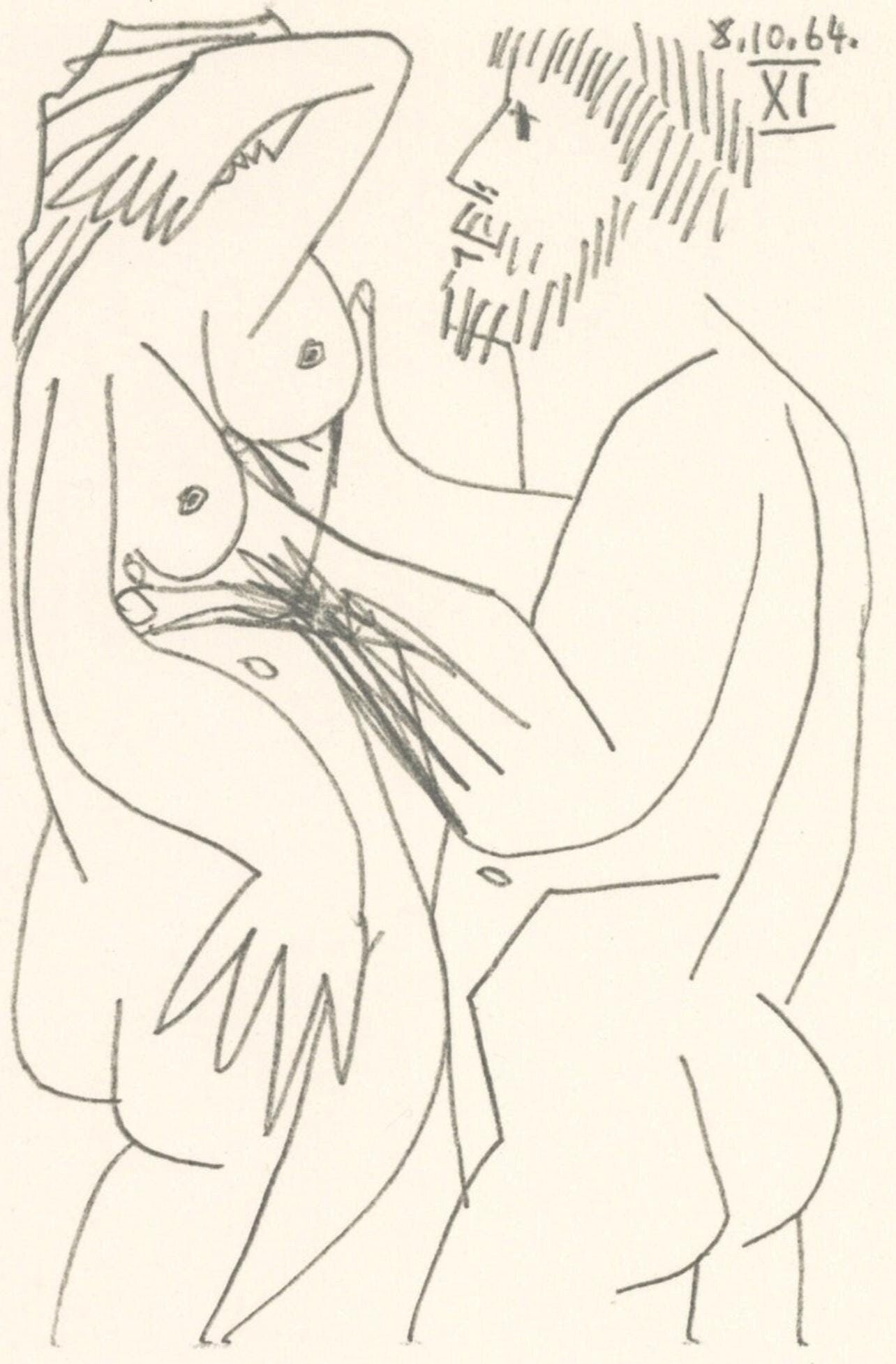 Pablo Picasso, Composition, Le Goût du Bonheur (Cramer 148; Bloch 2013), Limited Edition Mixed Media Lithograph
