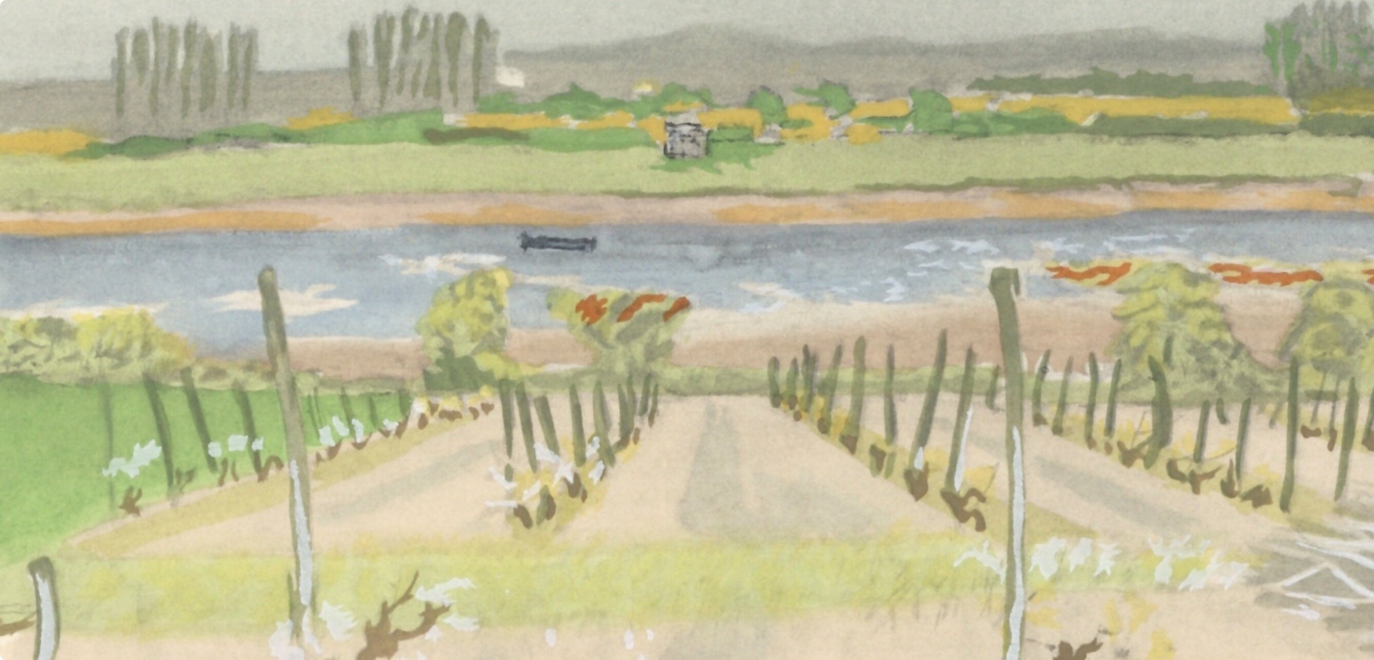 Maurice Brianchon, Une vigne de la doulce France, Vins, Fleurs et Flammes, Limited Edition Lithograph